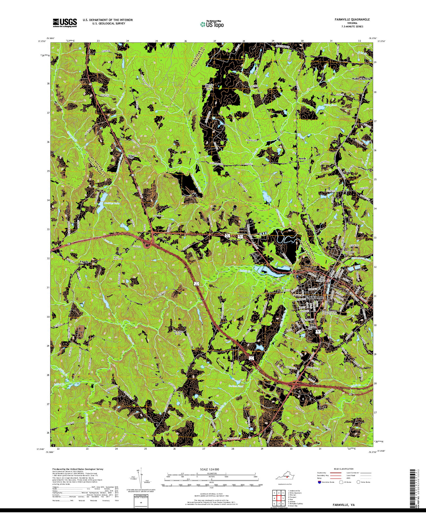 USGS US TOPO 7.5-MINUTE MAP FOR FARMVILLE, VA 2019