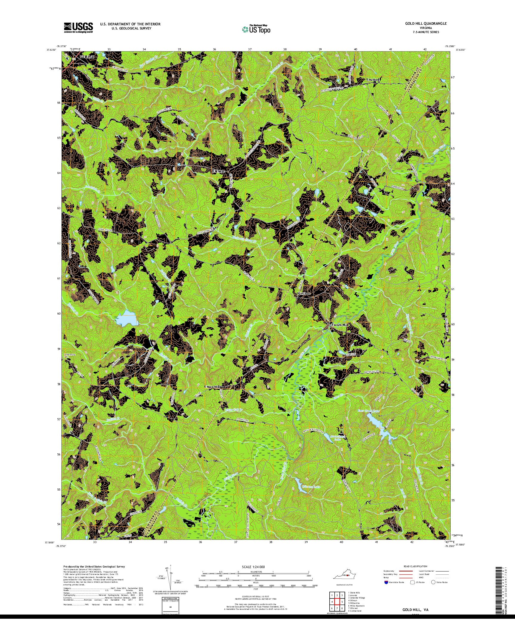 USGS US TOPO 7.5-MINUTE MAP FOR GOLD HILL, VA 2019