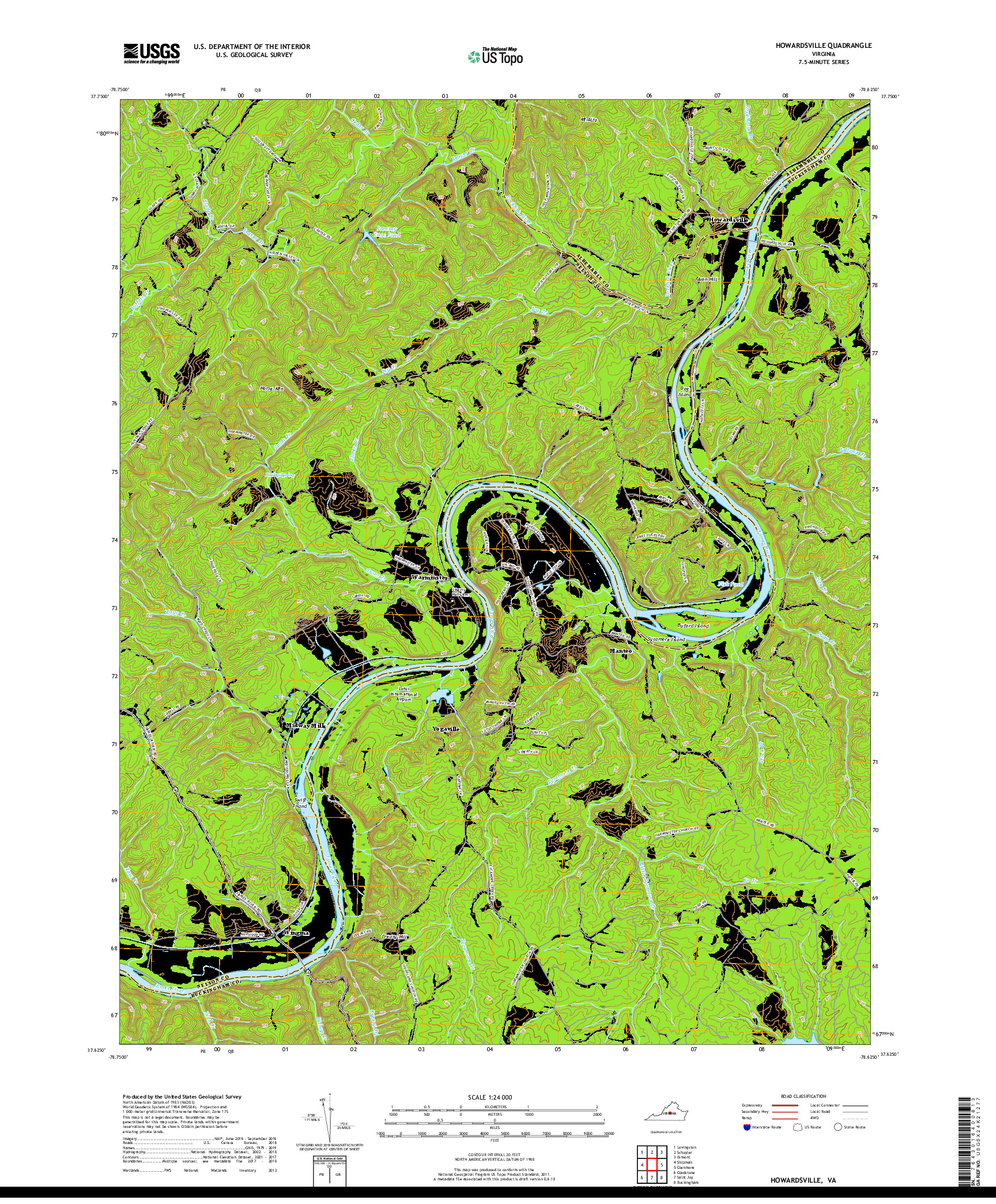USGS US TOPO 7.5-MINUTE MAP FOR HOWARDSVILLE, VA 2019