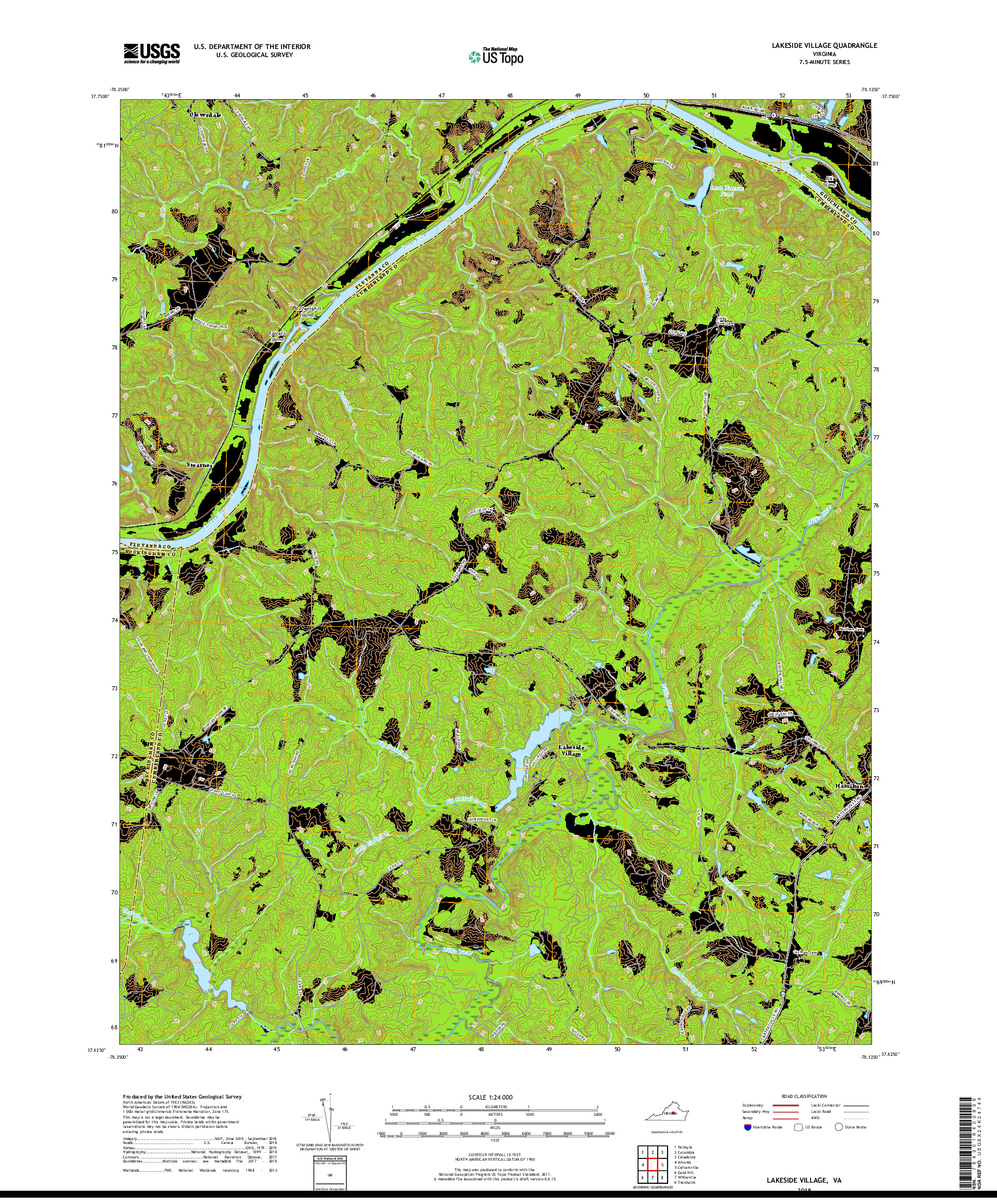 USGS US TOPO 7.5-MINUTE MAP FOR LAKESIDE VILLAGE, VA 2019