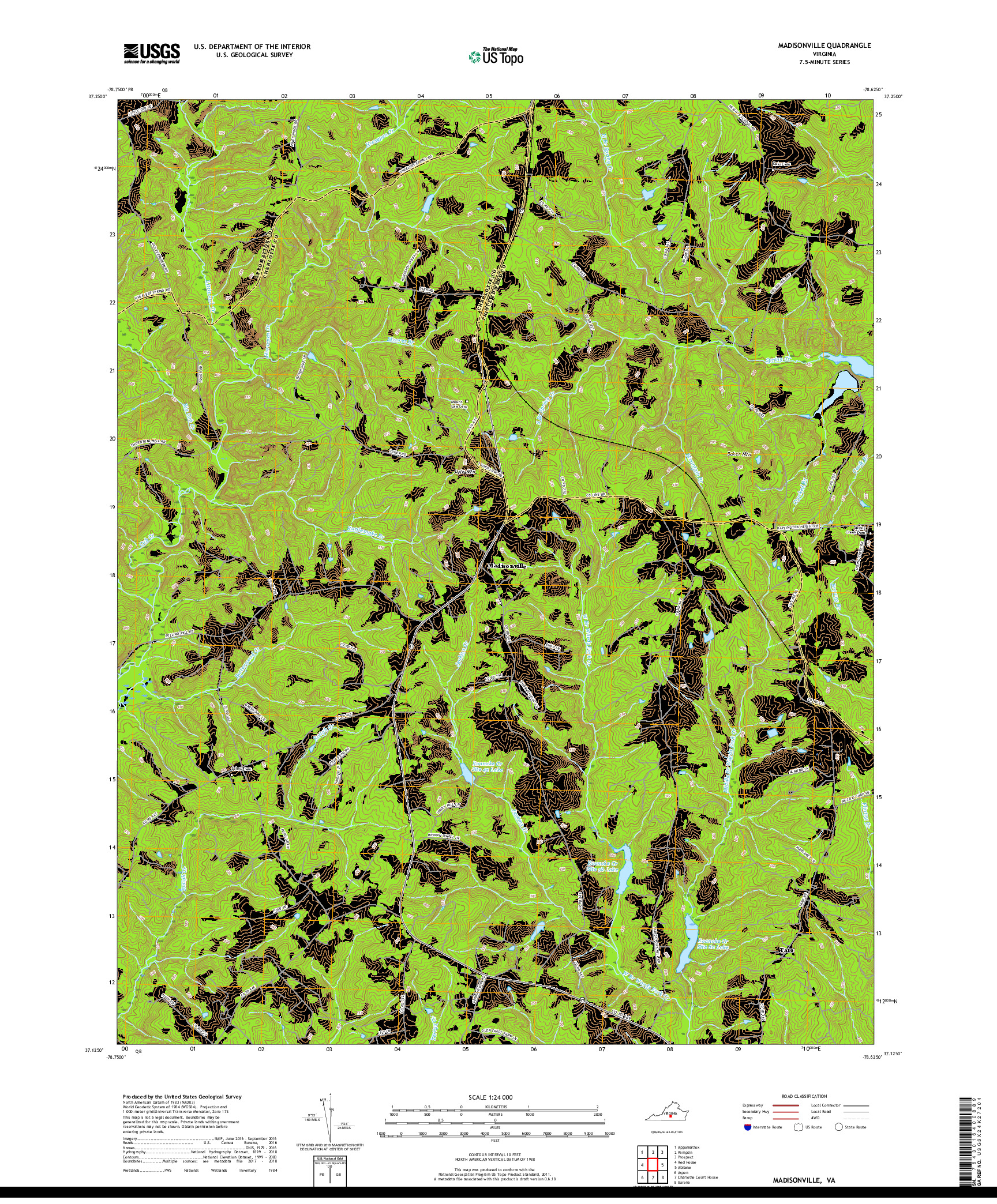 USGS US TOPO 7.5-MINUTE MAP FOR MADISONVILLE, VA 2019