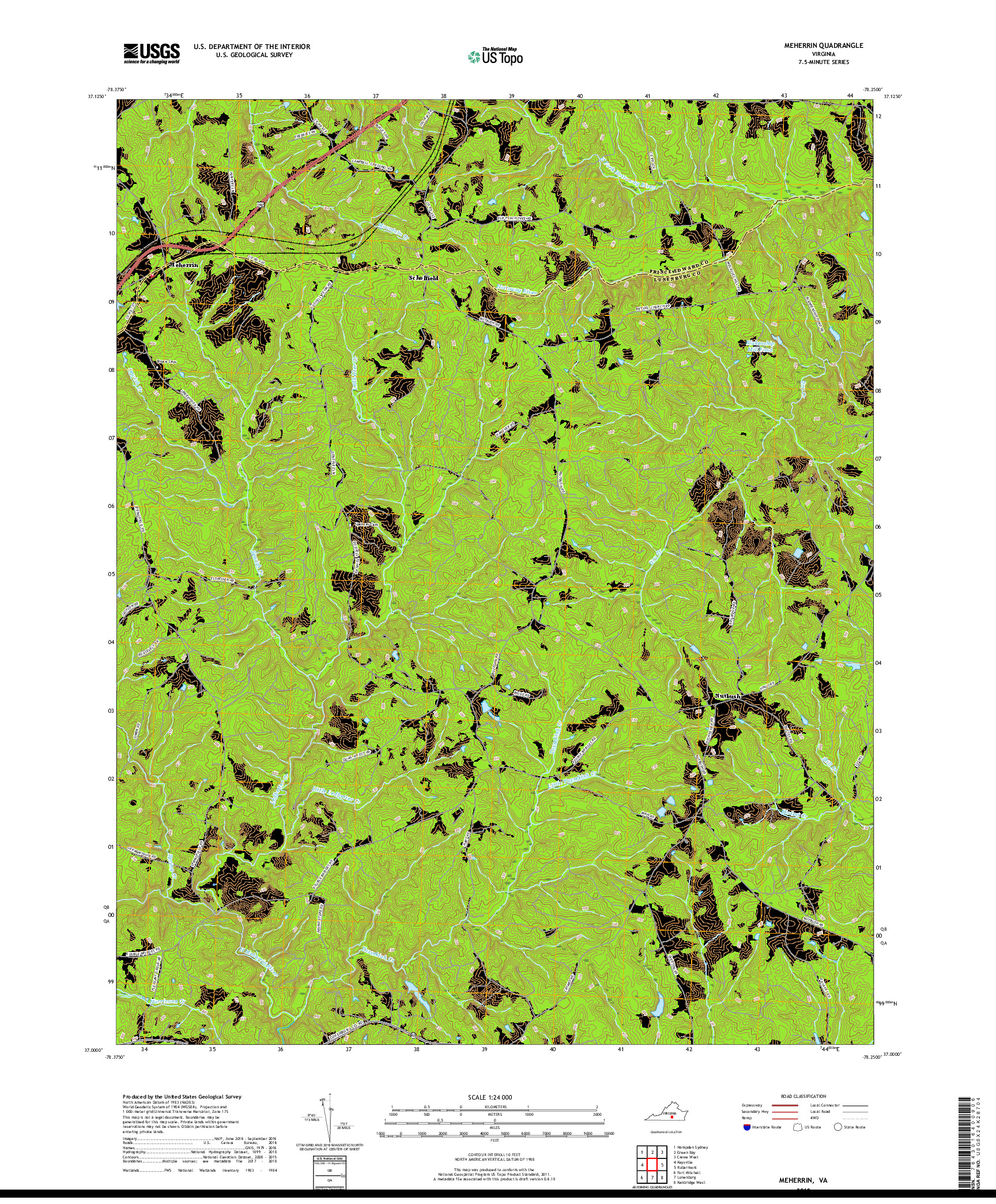 USGS US TOPO 7.5-MINUTE MAP FOR MEHERRIN, VA 2019