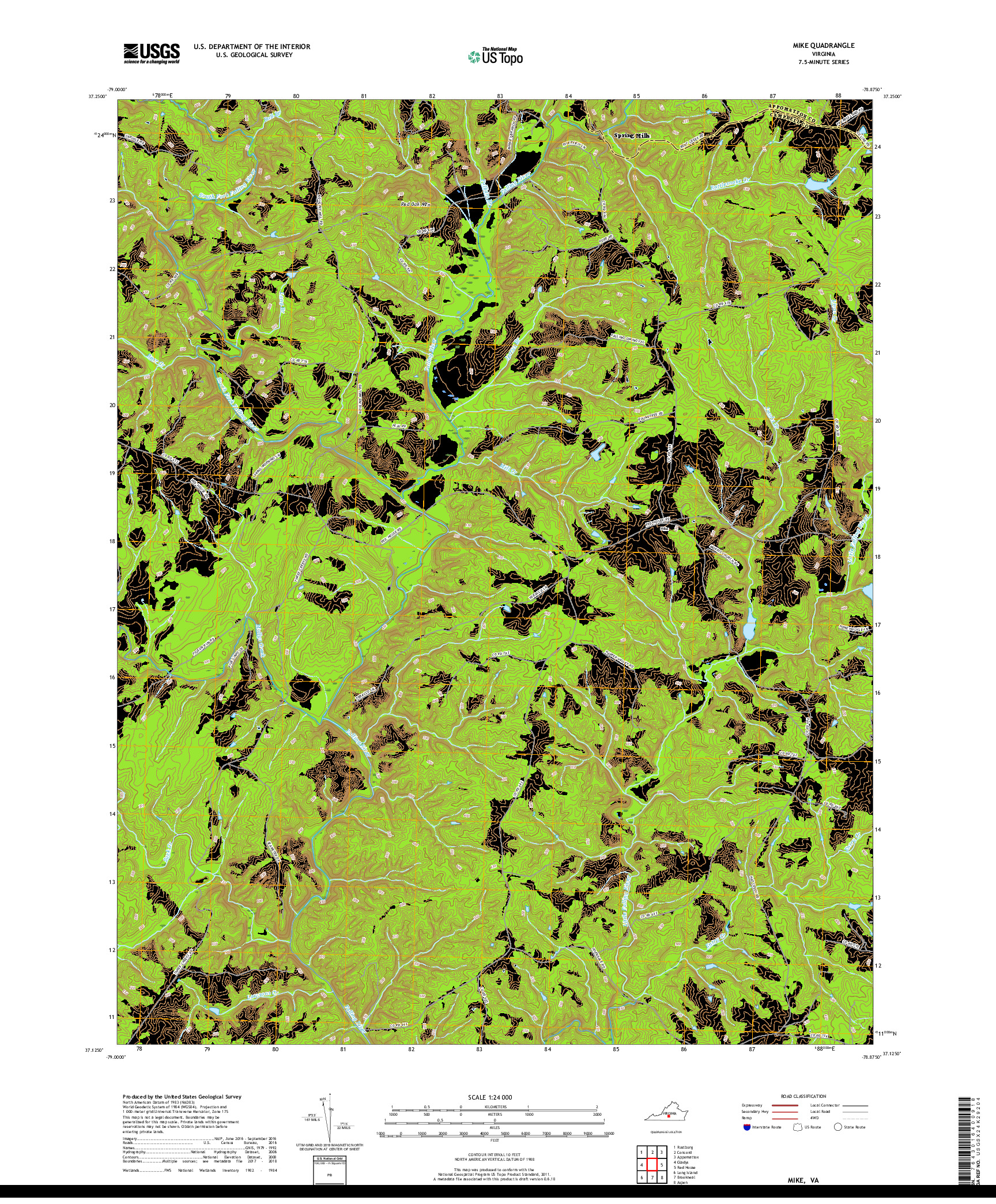 USGS US TOPO 7.5-MINUTE MAP FOR MIKE, VA 2019