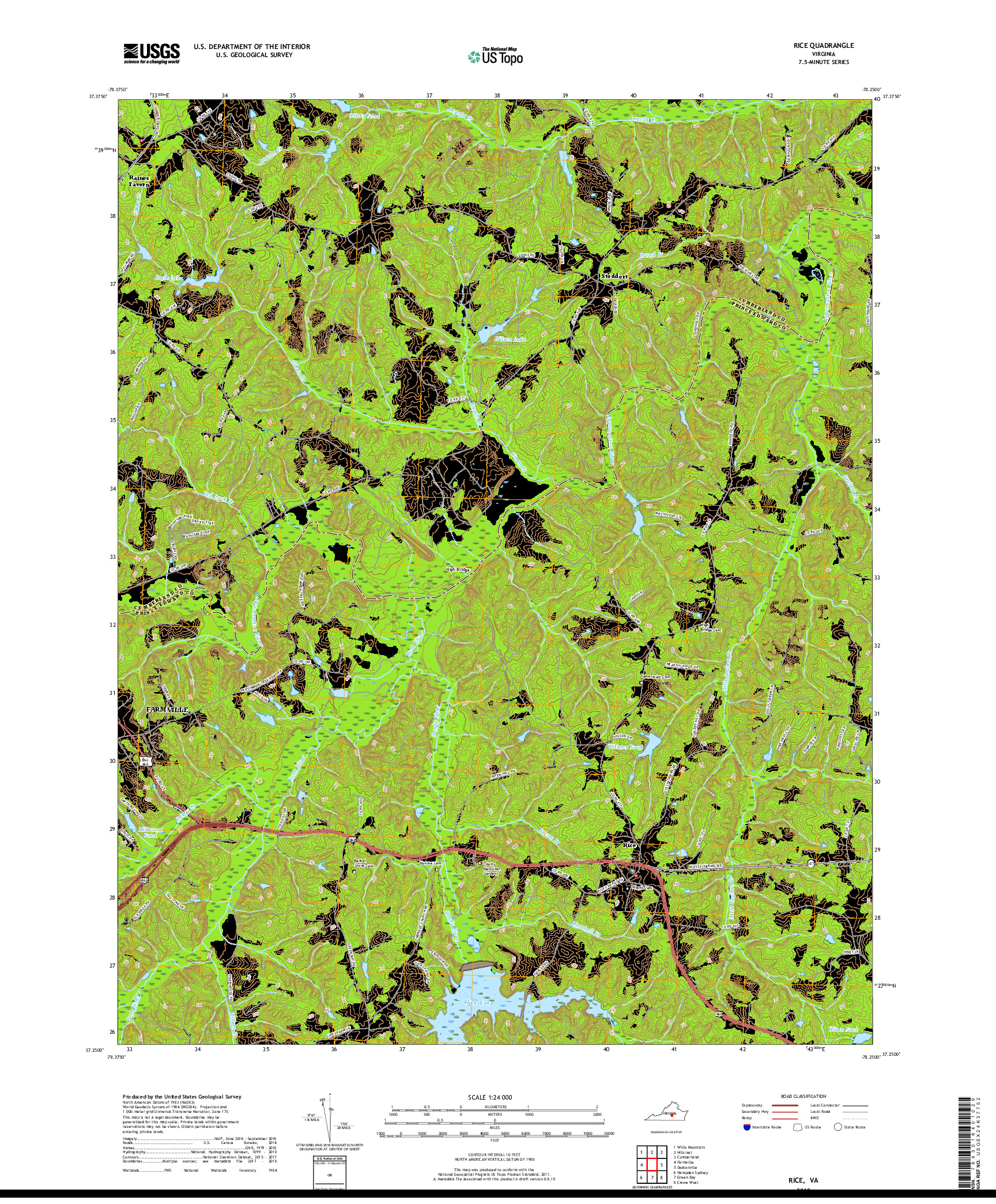 USGS US TOPO 7.5-MINUTE MAP FOR RICE, VA 2019