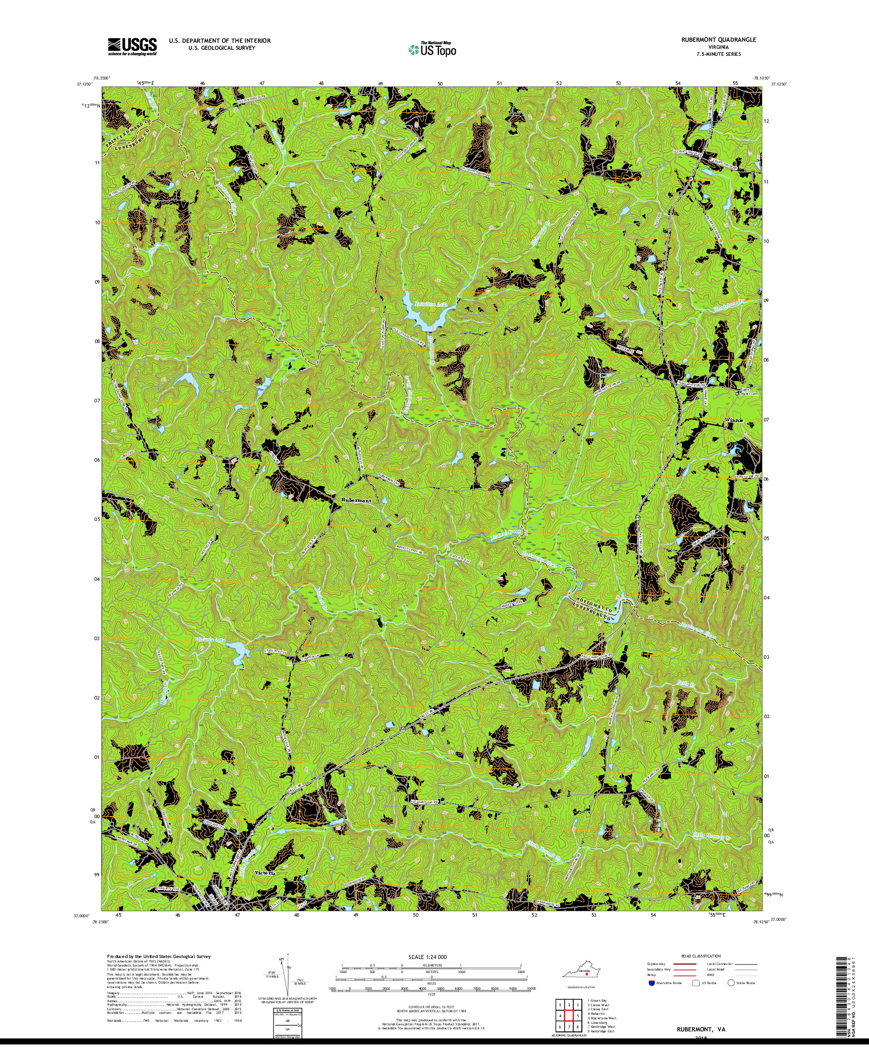 USGS US TOPO 7.5-MINUTE MAP FOR RUBERMONT, VA 2019