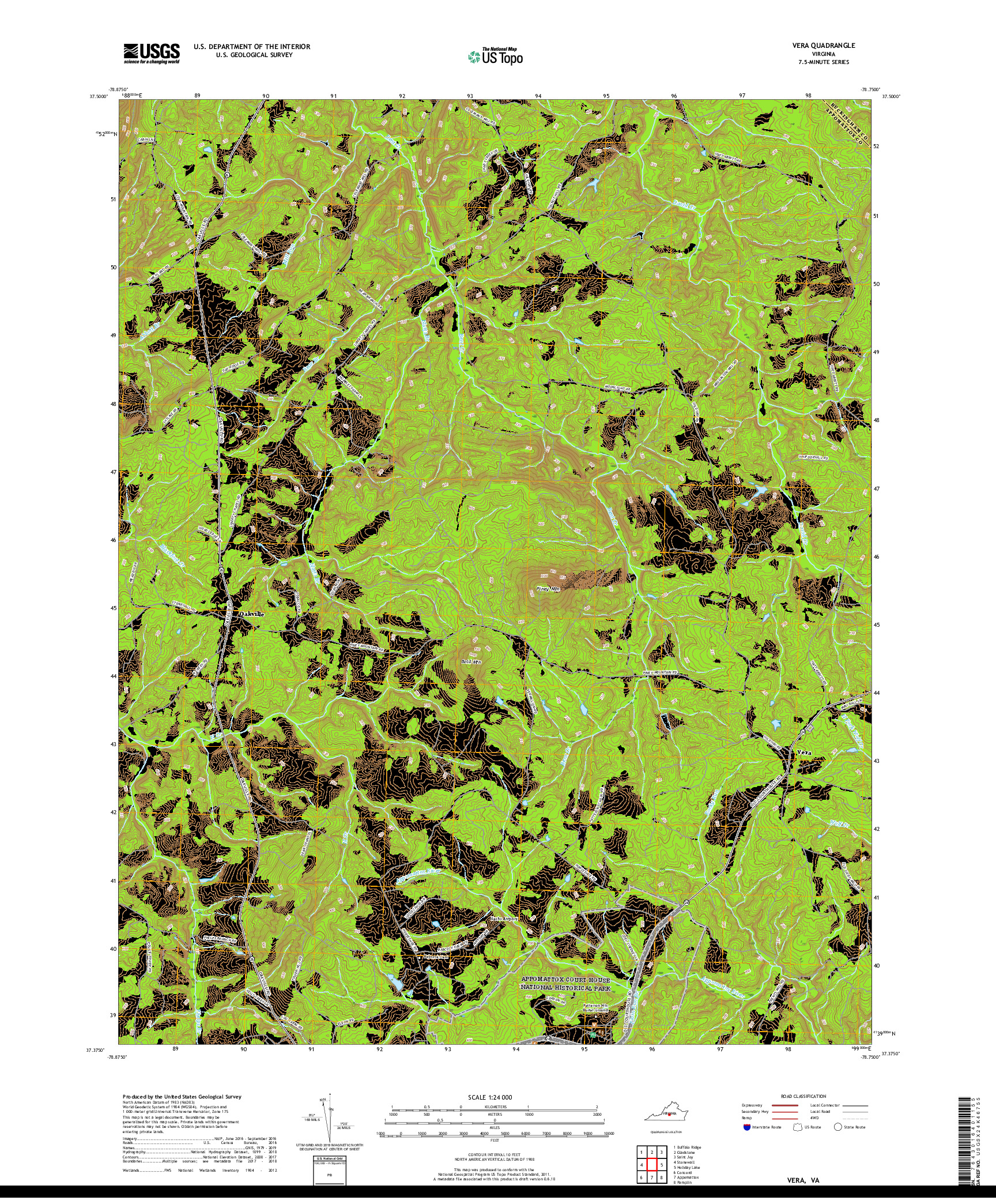 USGS US TOPO 7.5-MINUTE MAP FOR VERA, VA 2019