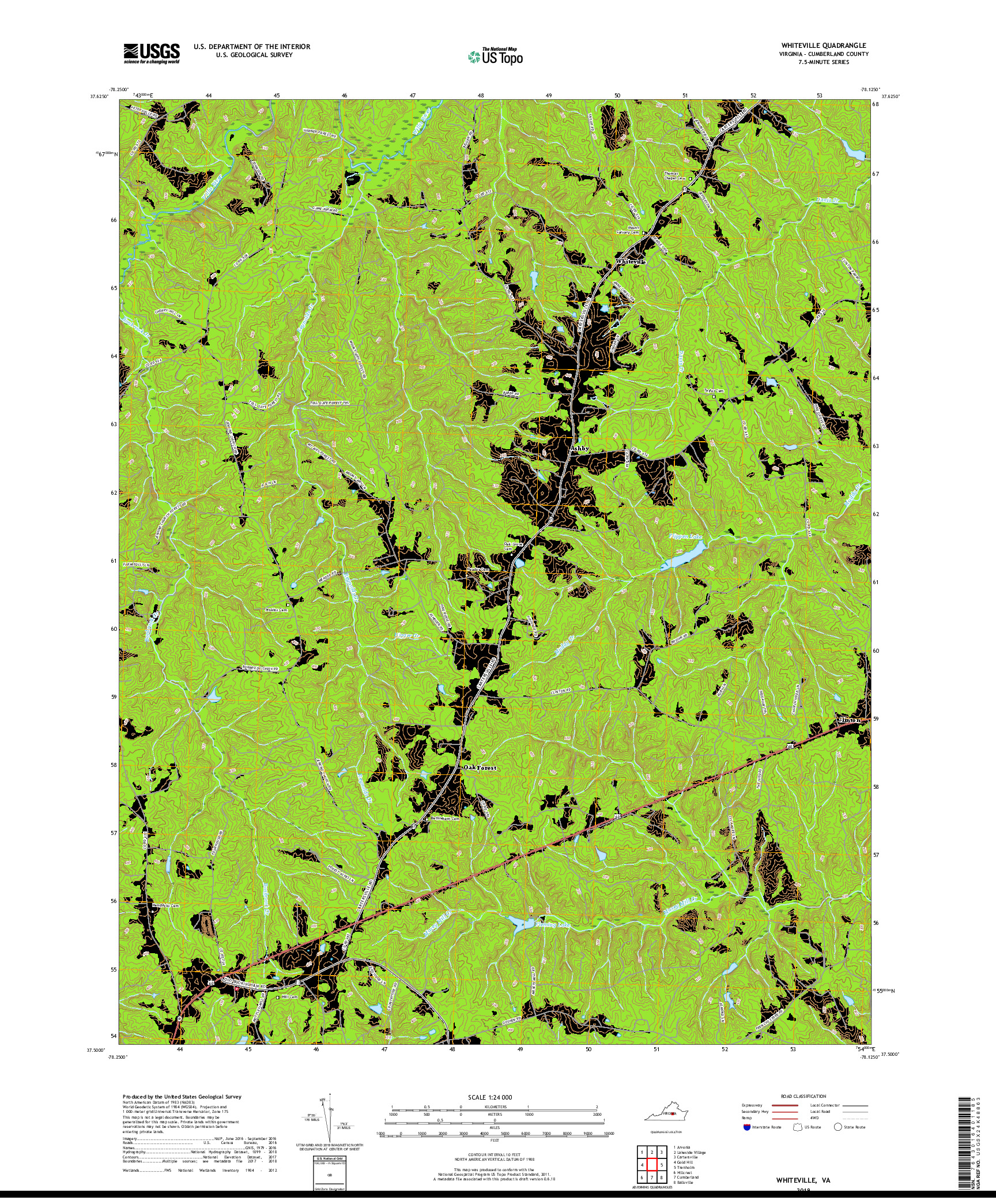 USGS US TOPO 7.5-MINUTE MAP FOR WHITEVILLE, VA 2019