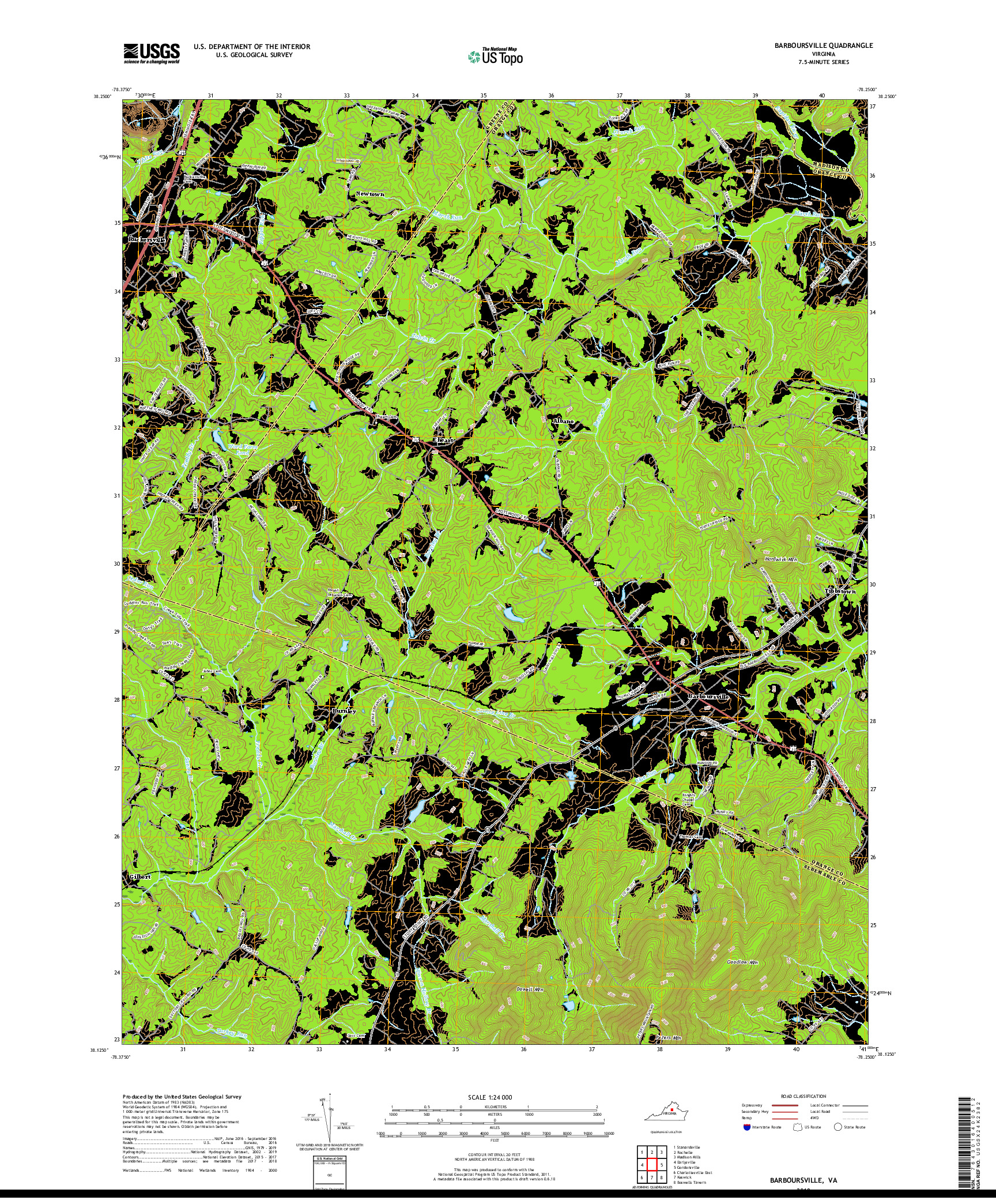 USGS US TOPO 7.5-MINUTE MAP FOR BARBOURSVILLE, VA 2019