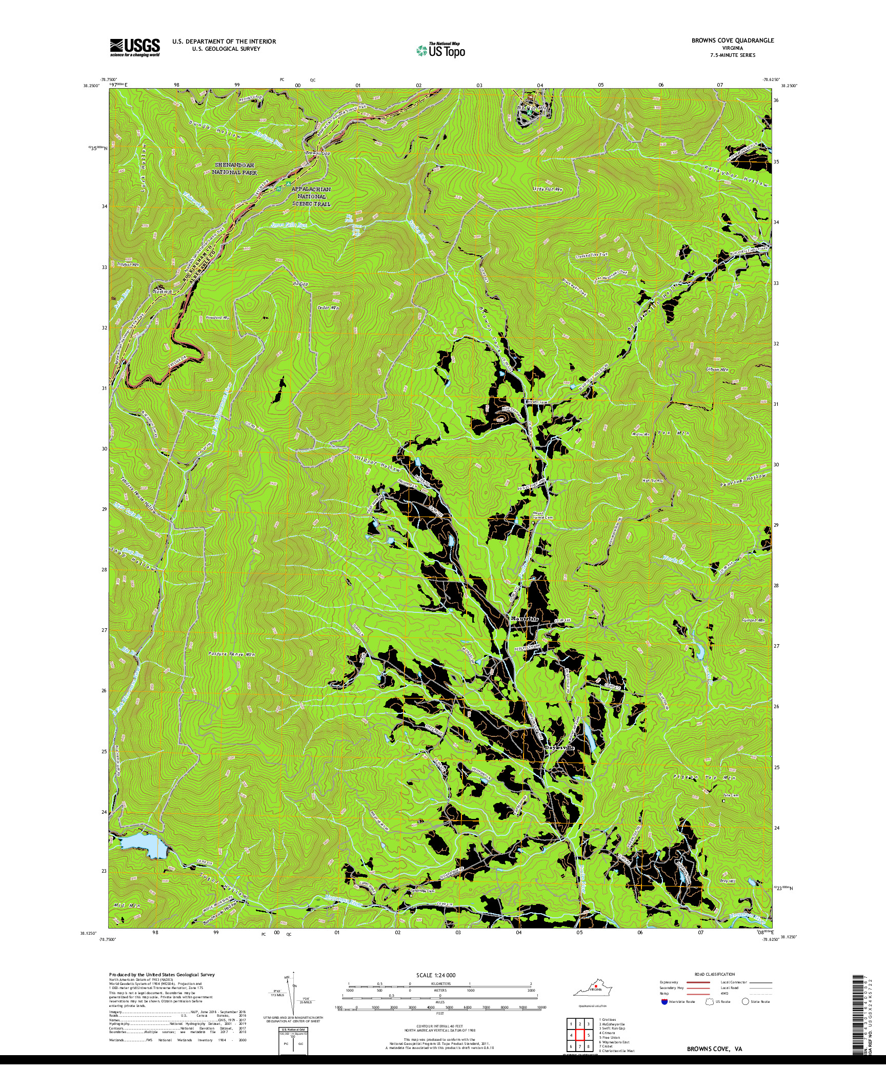 USGS US TOPO 7.5-MINUTE MAP FOR BROWNS COVE, VA 2019