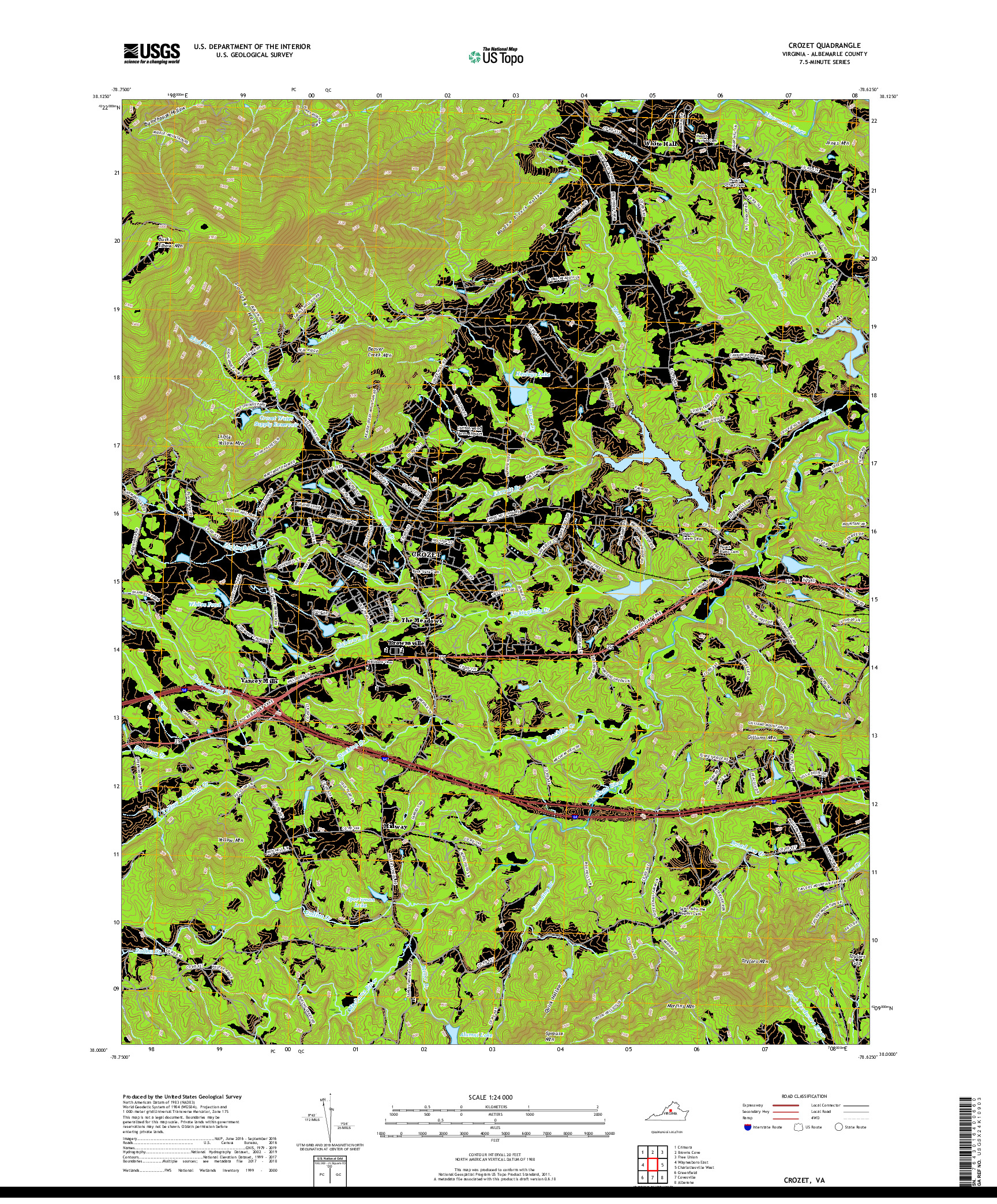 USGS US TOPO 7.5-MINUTE MAP FOR CROZET, VA 2019