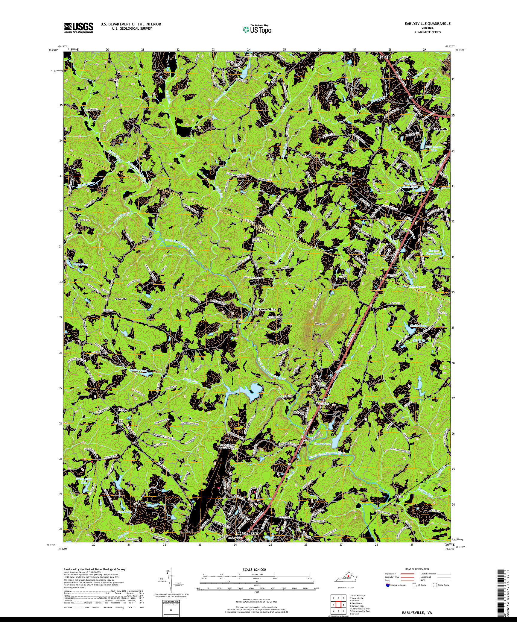 USGS US TOPO 7.5-MINUTE MAP FOR EARLYSVILLE, VA 2019