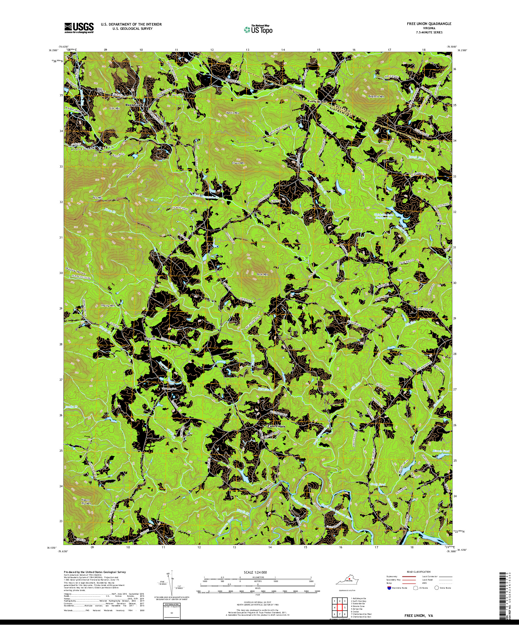 USGS US TOPO 7.5-MINUTE MAP FOR FREE UNION, VA 2019