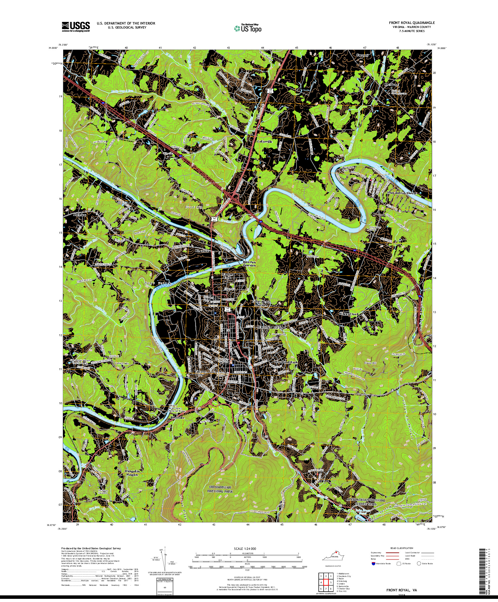 USGS US TOPO 7.5-MINUTE MAP FOR FRONT ROYAL, VA 2019