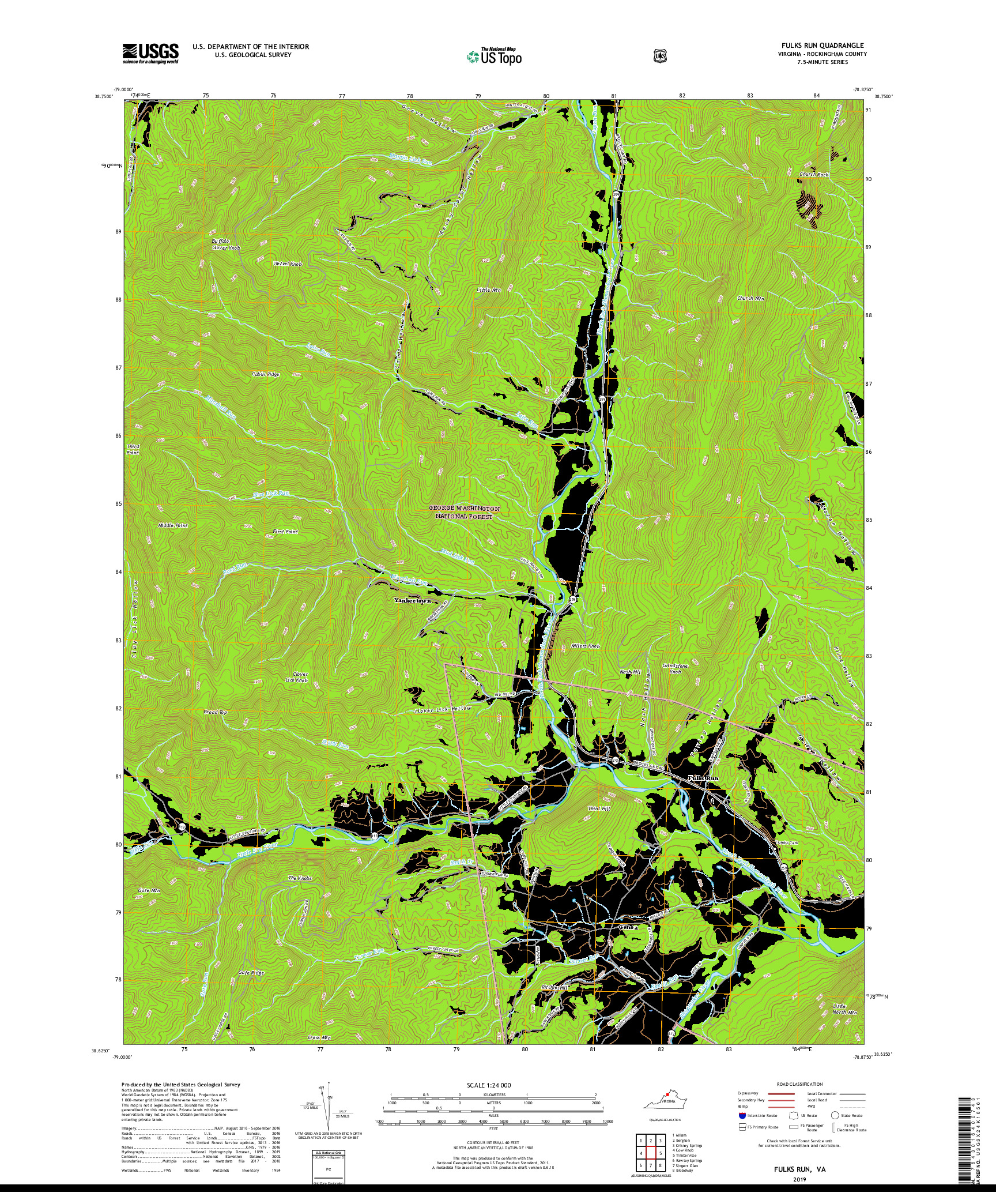 USGS US TOPO 7.5-MINUTE MAP FOR FULKS RUN, VA 2019
