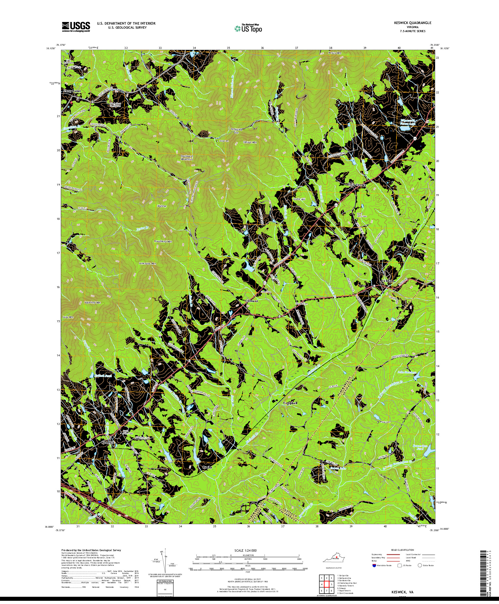 USGS US TOPO 7.5-MINUTE MAP FOR KESWICK, VA 2019