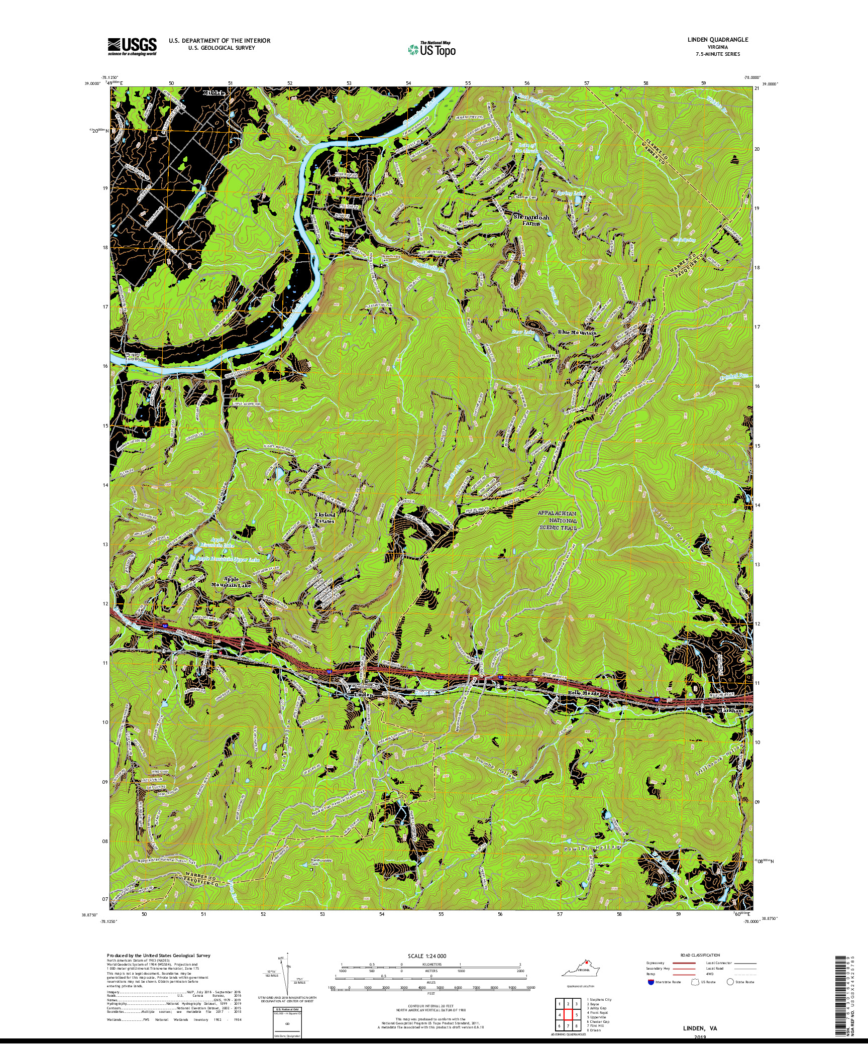 USGS US TOPO 7.5-MINUTE MAP FOR LINDEN, VA 2019