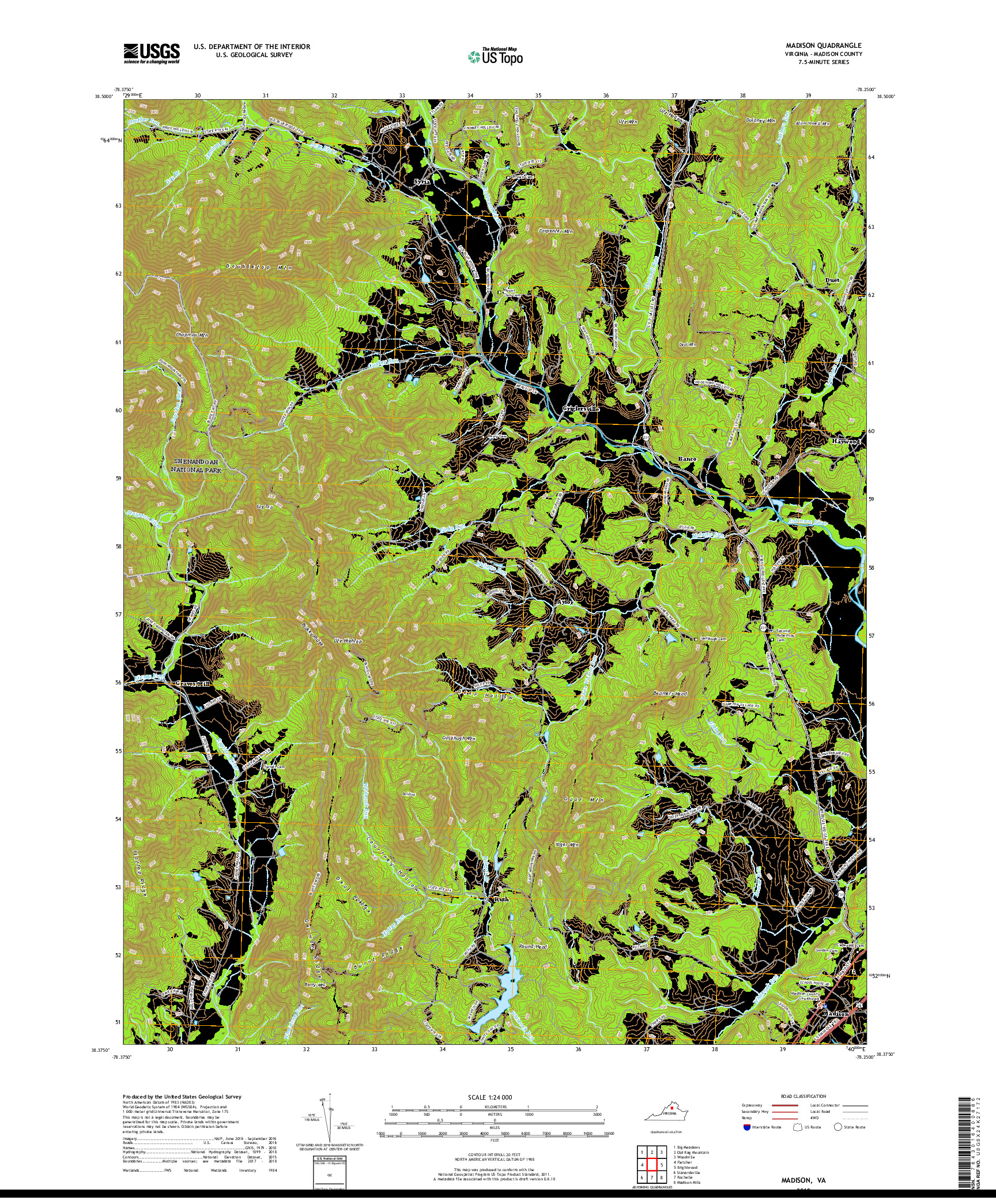 USGS US TOPO 7.5-MINUTE MAP FOR MADISON, VA 2019