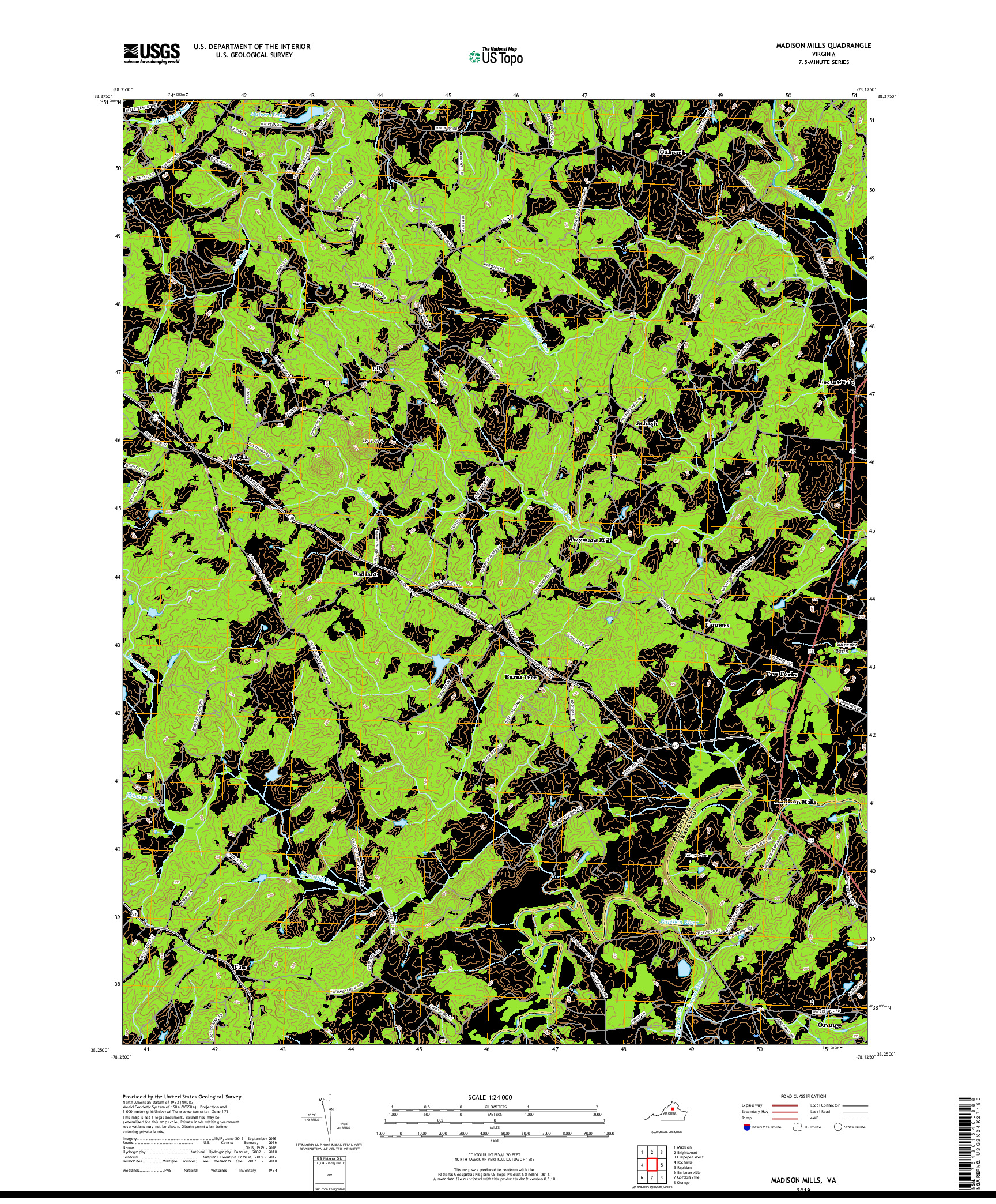 USGS US TOPO 7.5-MINUTE MAP FOR MADISON MILLS, VA 2019