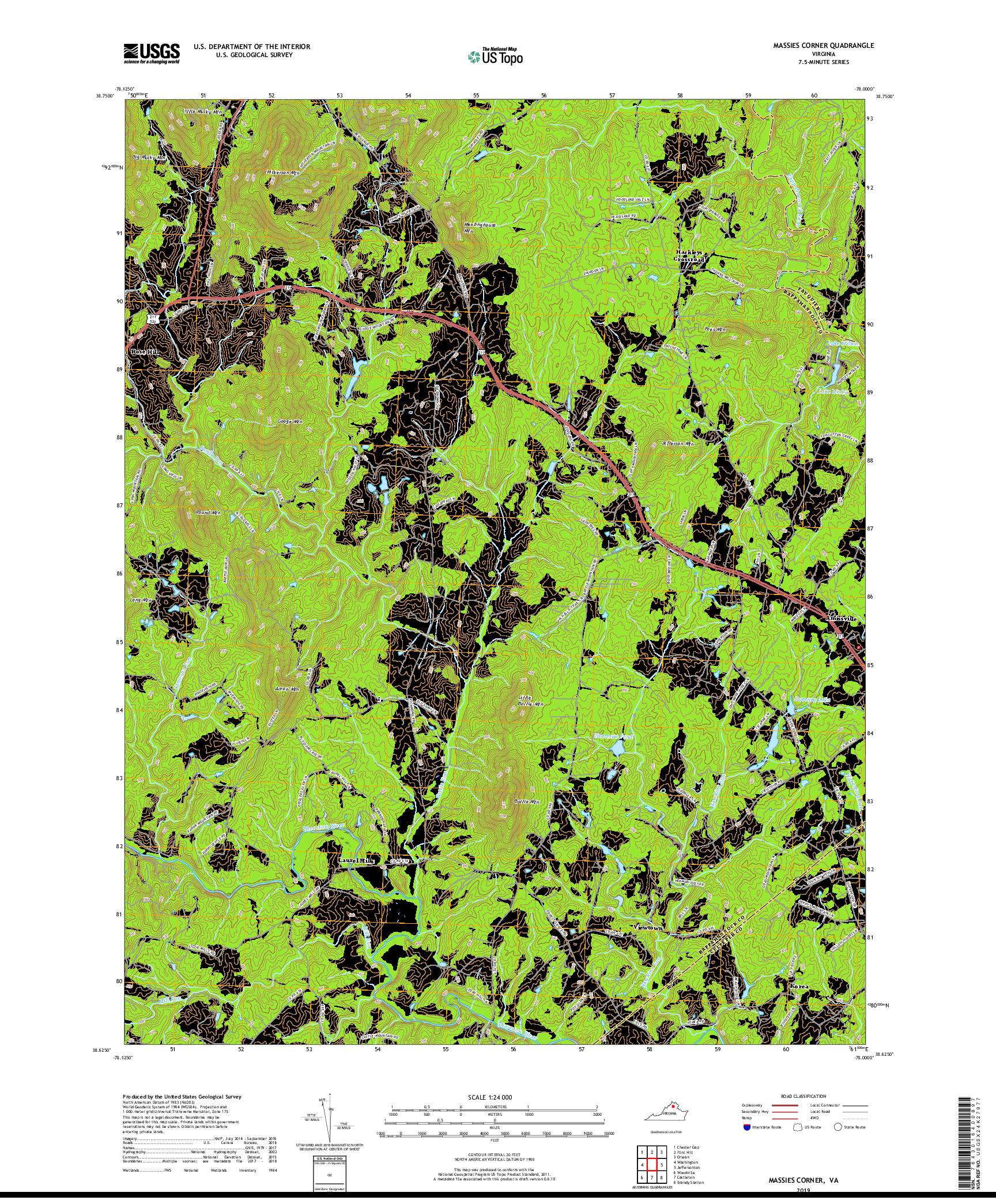 USGS US TOPO 7.5-MINUTE MAP FOR MASSIES CORNER, VA 2019