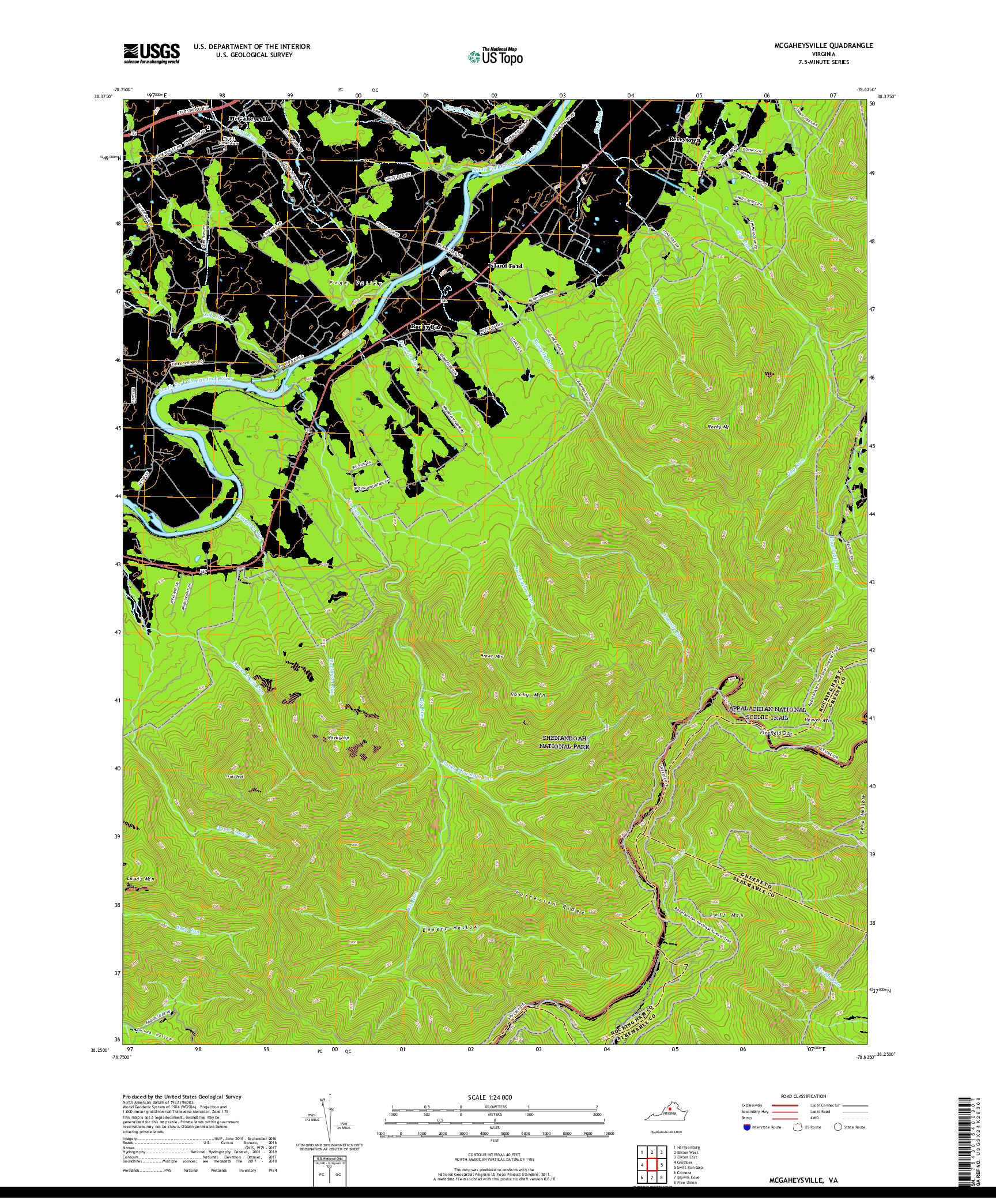 USGS US TOPO 7.5-MINUTE MAP FOR MCGAHEYSVILLE, VA 2019