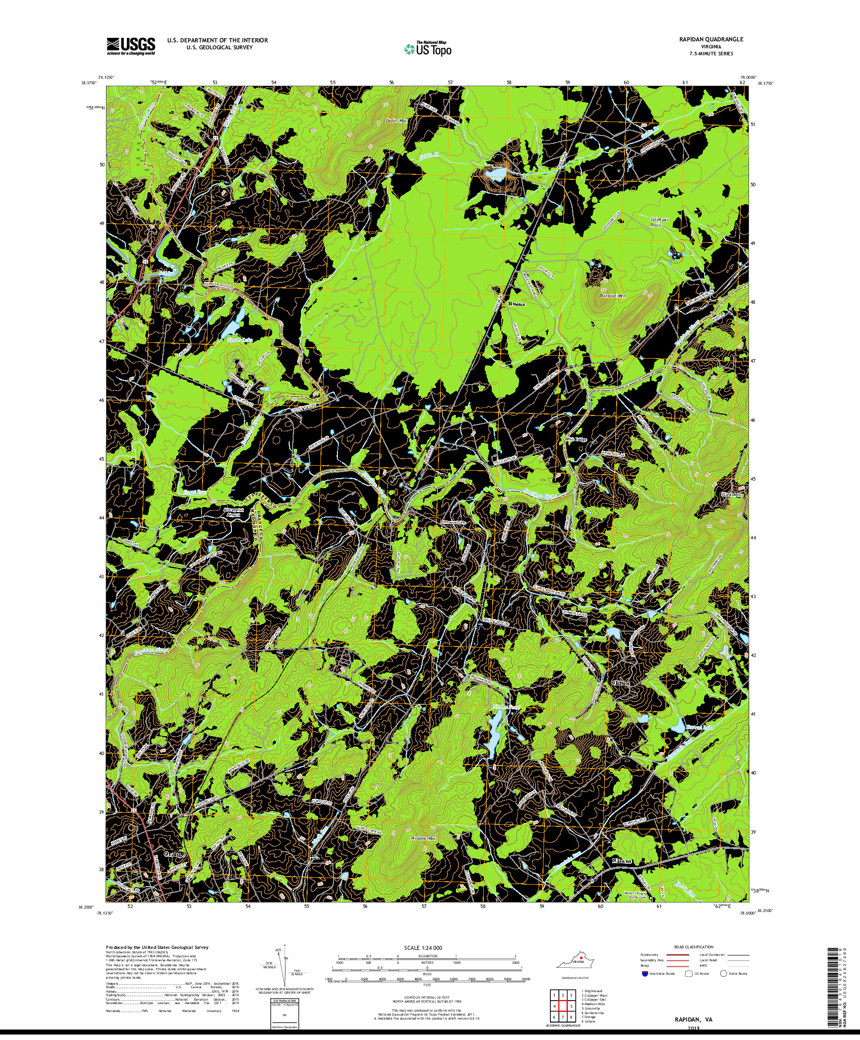 USGS US TOPO 7.5-MINUTE MAP FOR RAPIDAN, VA 2019