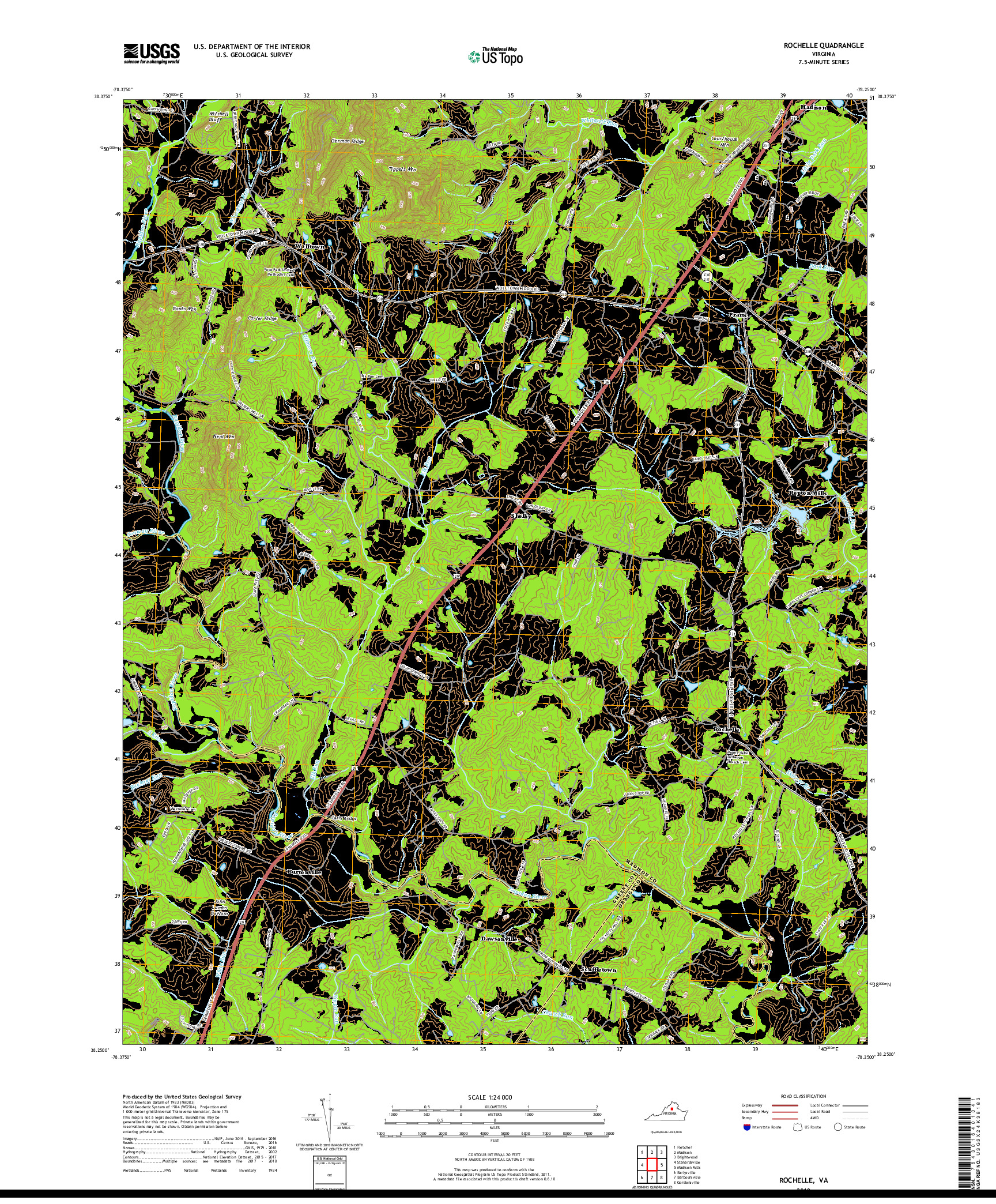 USGS US TOPO 7.5-MINUTE MAP FOR ROCHELLE, VA 2019