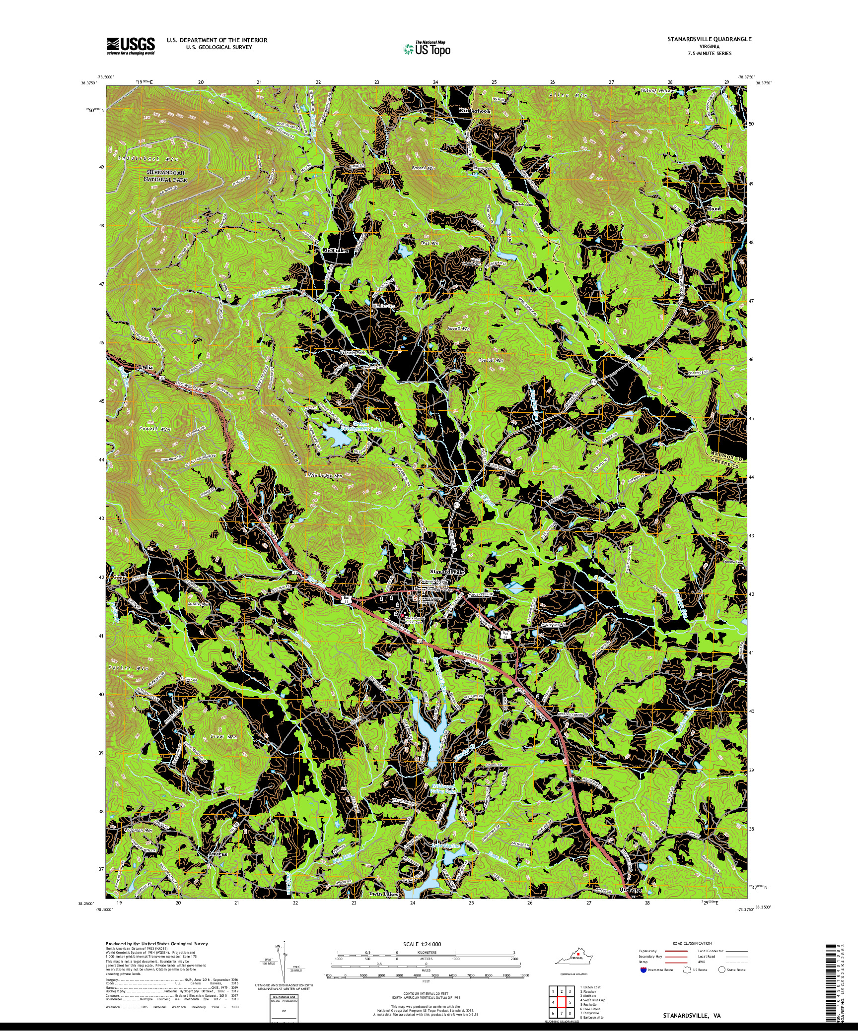 USGS US TOPO 7.5-MINUTE MAP FOR STANARDSVILLE, VA 2019