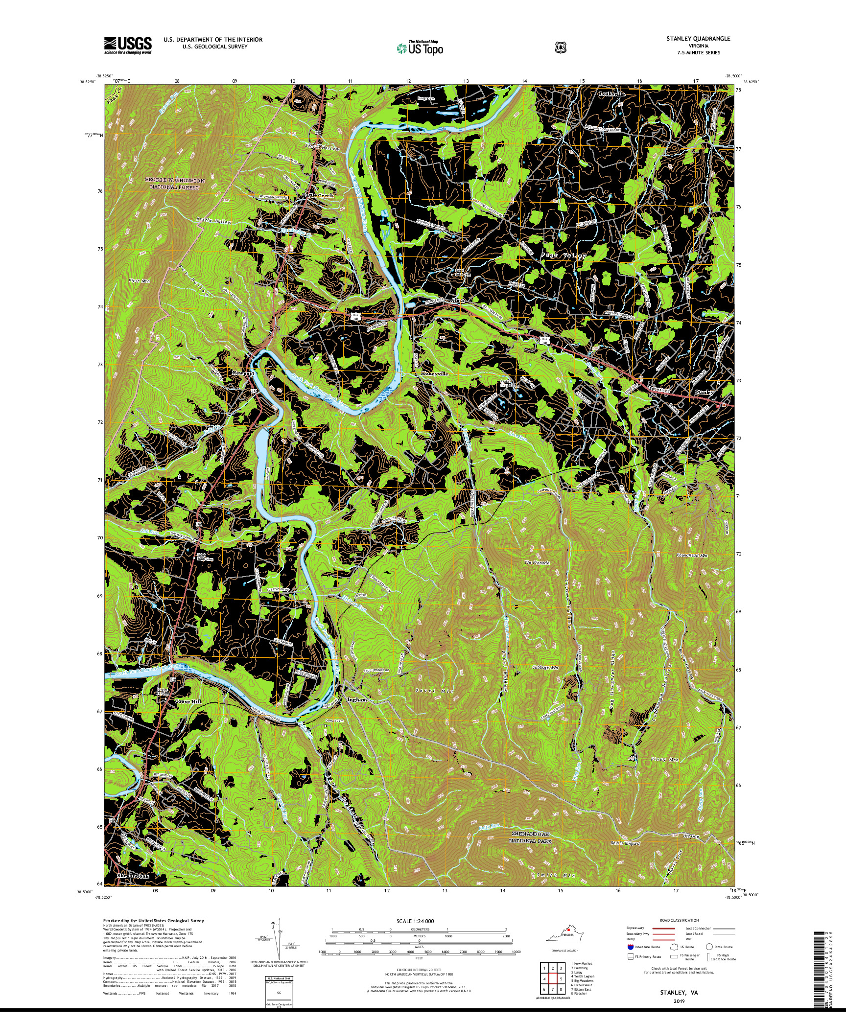 USGS US TOPO 7.5-MINUTE MAP FOR STANLEY, VA 2019