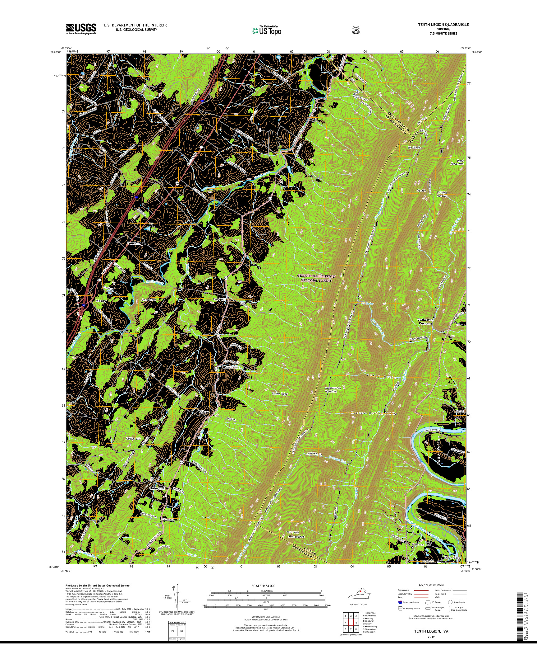 USGS US TOPO 7.5-MINUTE MAP FOR TENTH LEGION, VA 2019