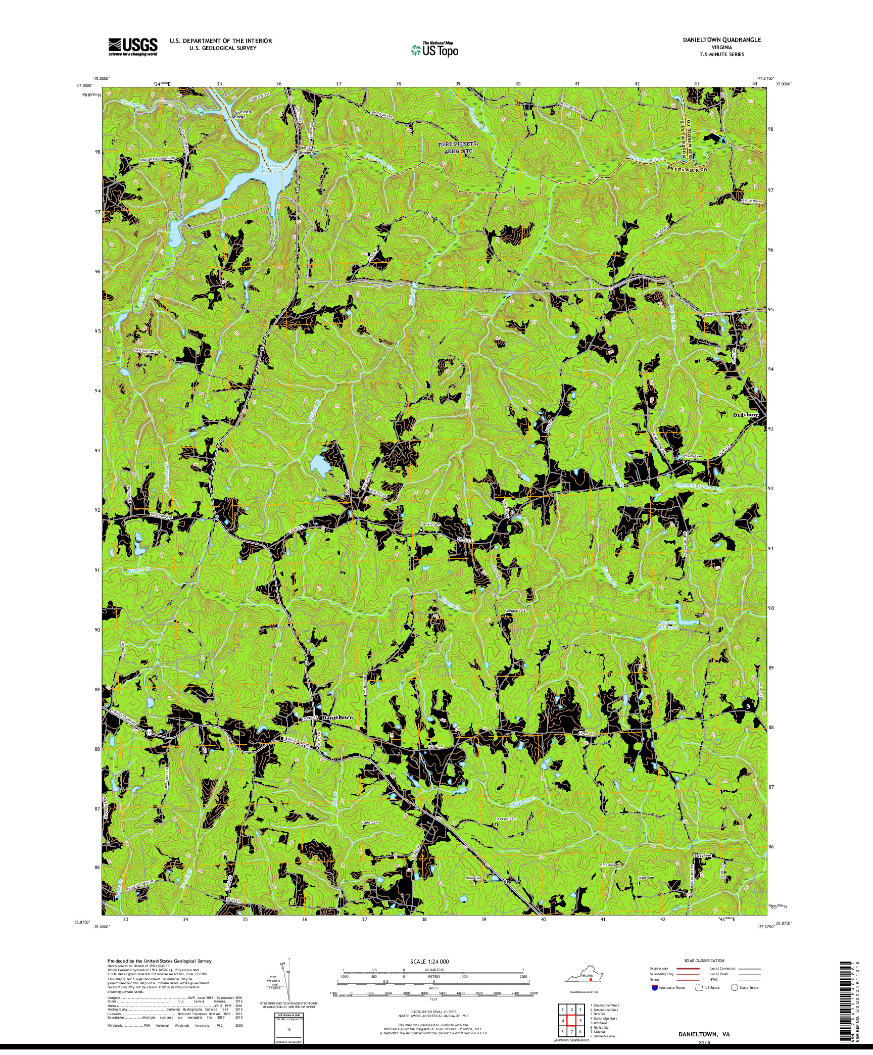 USGS US TOPO 7.5-MINUTE MAP FOR DANIELTOWN, VA 2019