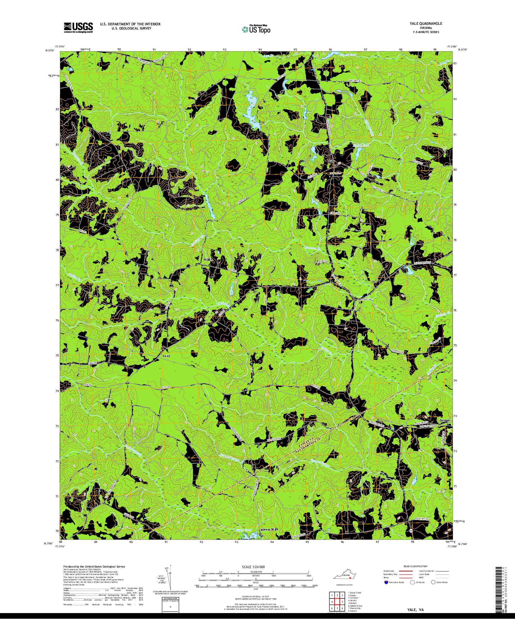 USGS US TOPO 7.5-MINUTE MAP FOR YALE, VA 2019