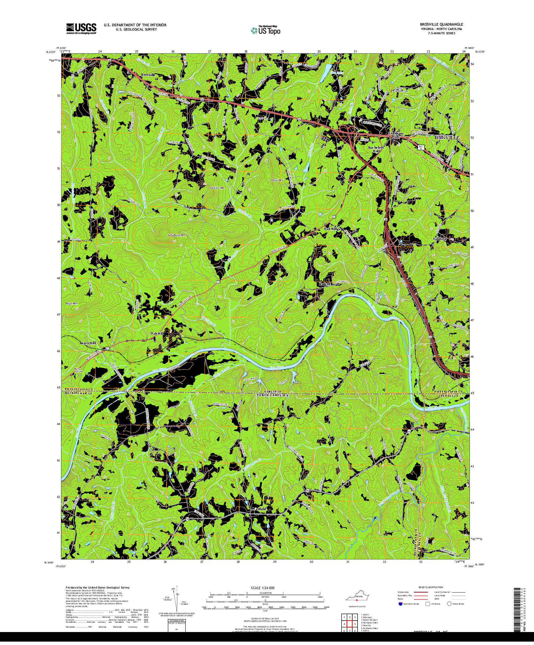 USGS US TOPO 7.5-MINUTE MAP FOR BROSVILLE, VA,NC 2019