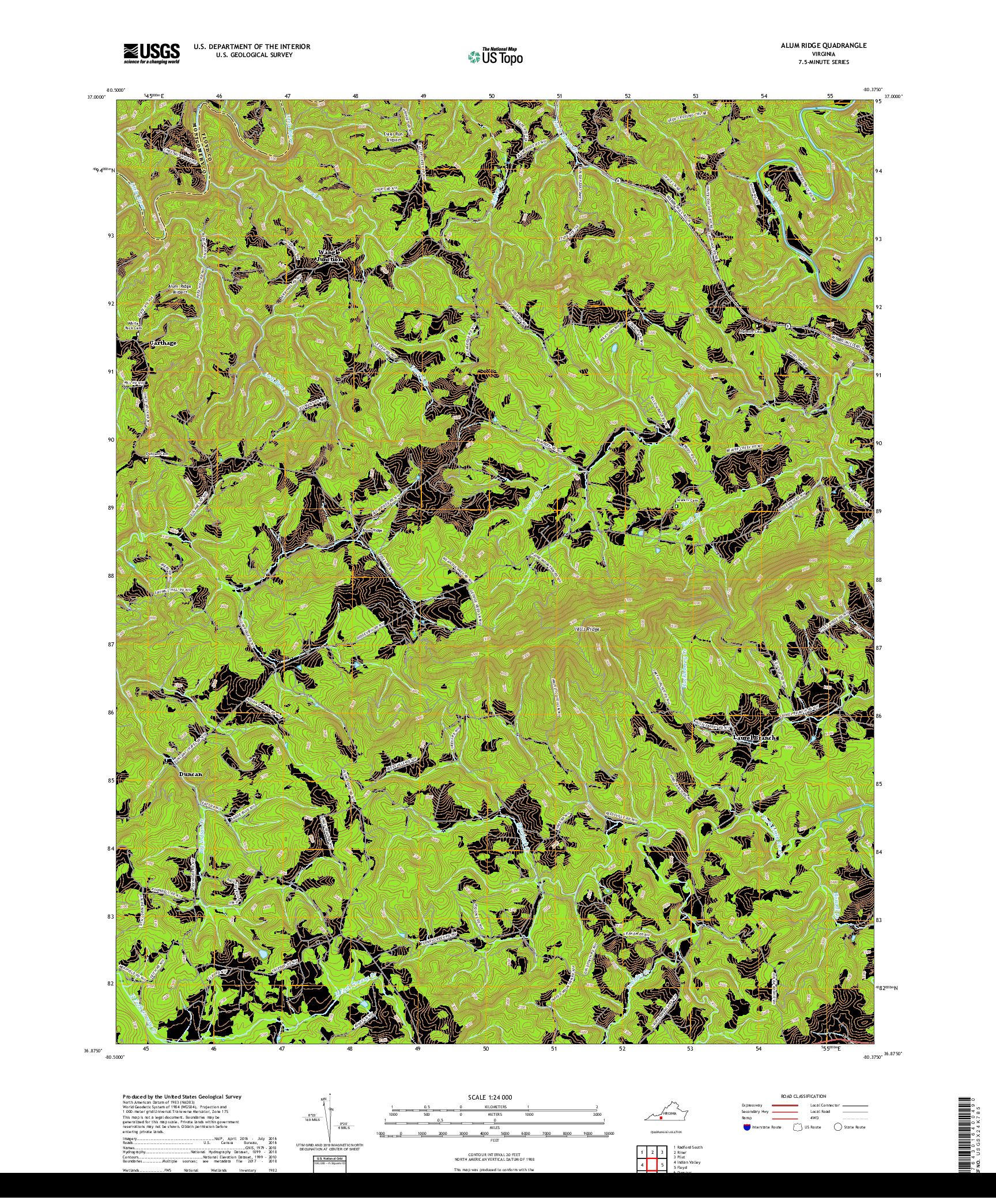 USGS US TOPO 7.5-MINUTE MAP FOR ALUM RIDGE, VA 2019