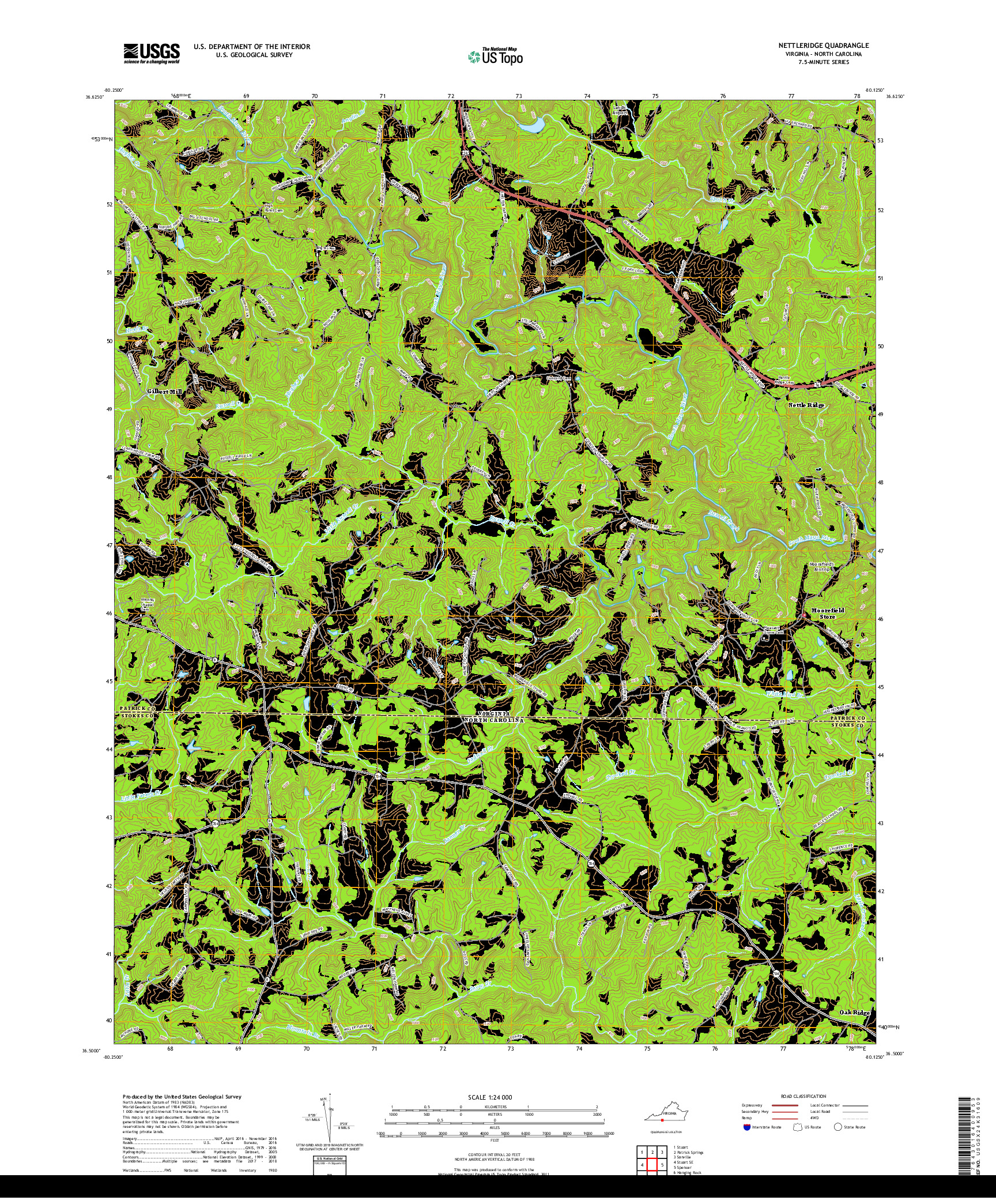 USGS US TOPO 7.5-MINUTE MAP FOR NETTLERIDGE, VA,NC 2019