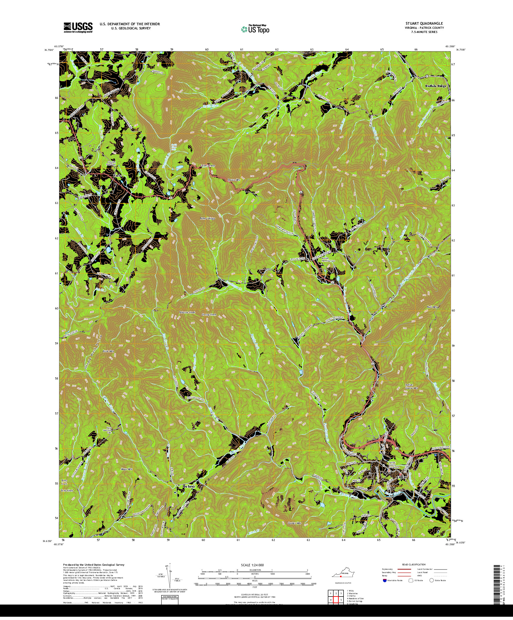 USGS US TOPO 7.5-MINUTE MAP FOR STUART, VA 2019