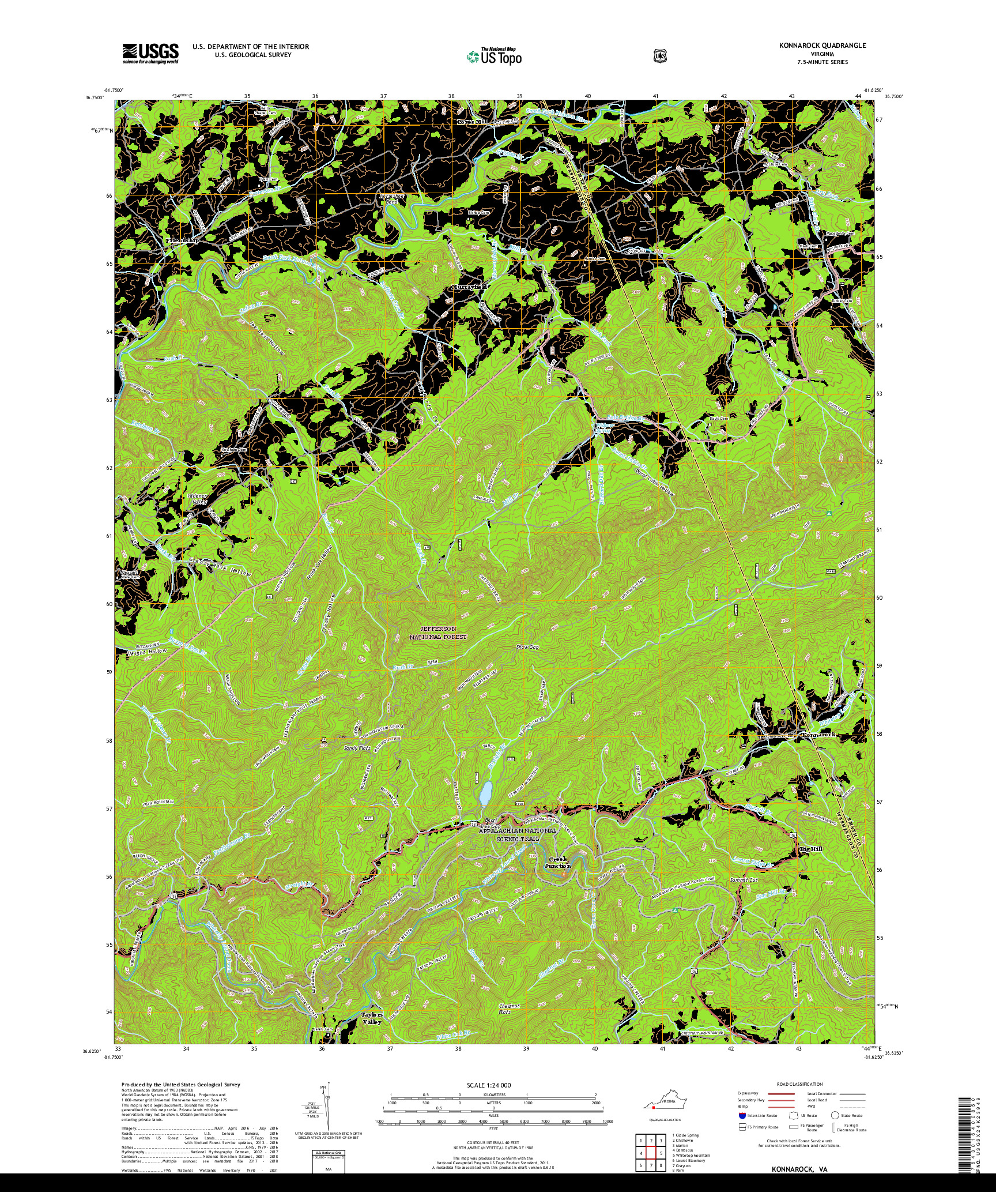 USGS US TOPO 7.5-MINUTE MAP FOR KONNAROCK, VA 2019