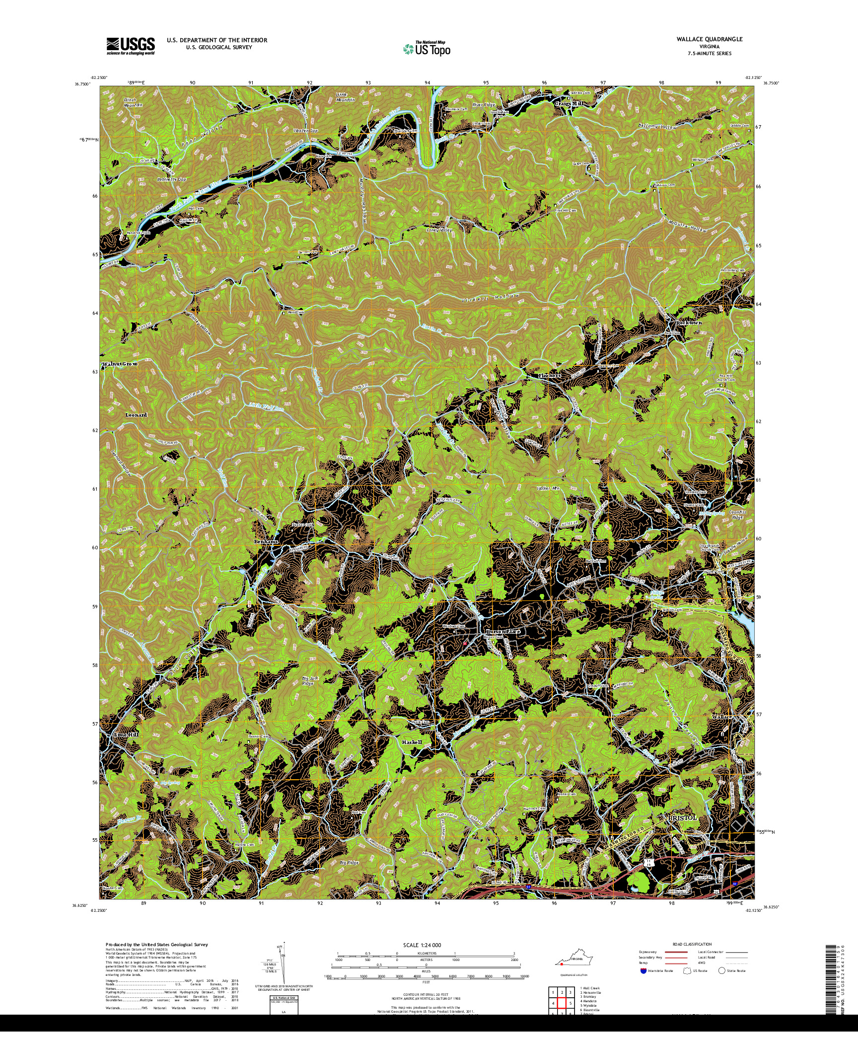 USGS US TOPO 7.5-MINUTE MAP FOR WALLACE, VA 2019