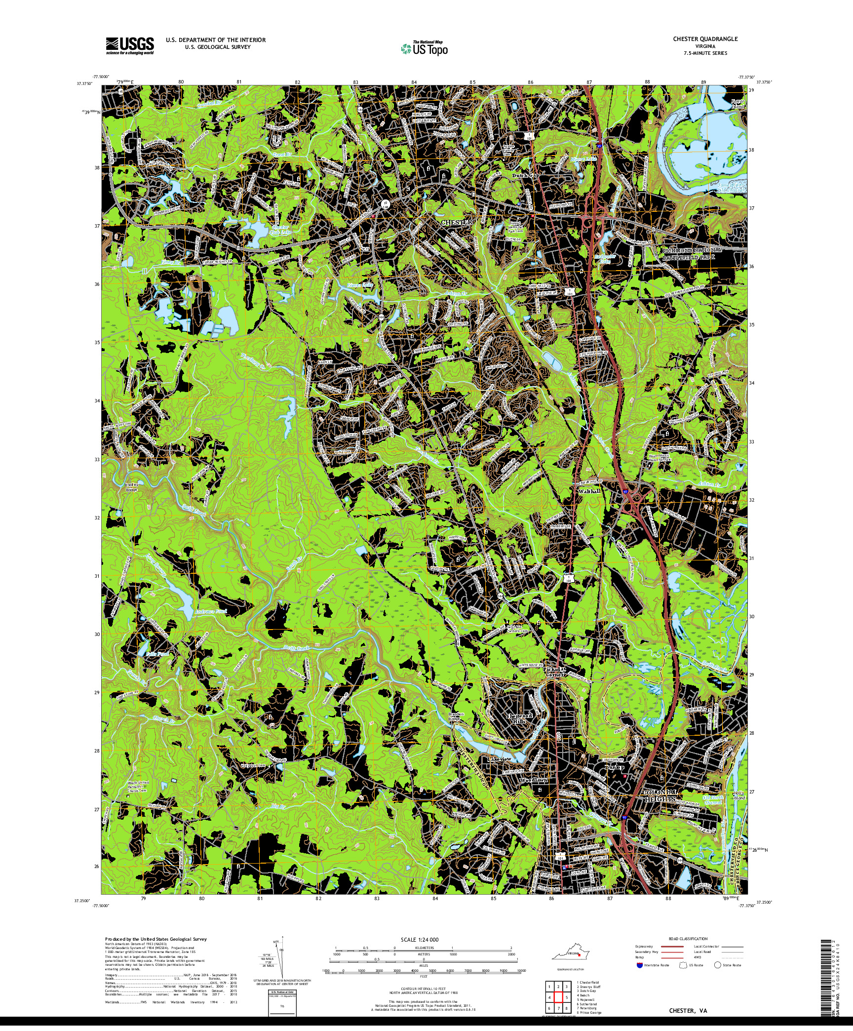 USGS US TOPO 7.5-MINUTE MAP FOR CHESTER, VA 2019