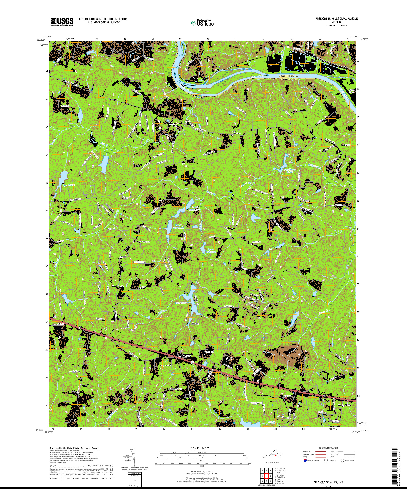 USGS US TOPO 7.5-MINUTE MAP FOR FINE CREEK MILLS, VA 2019