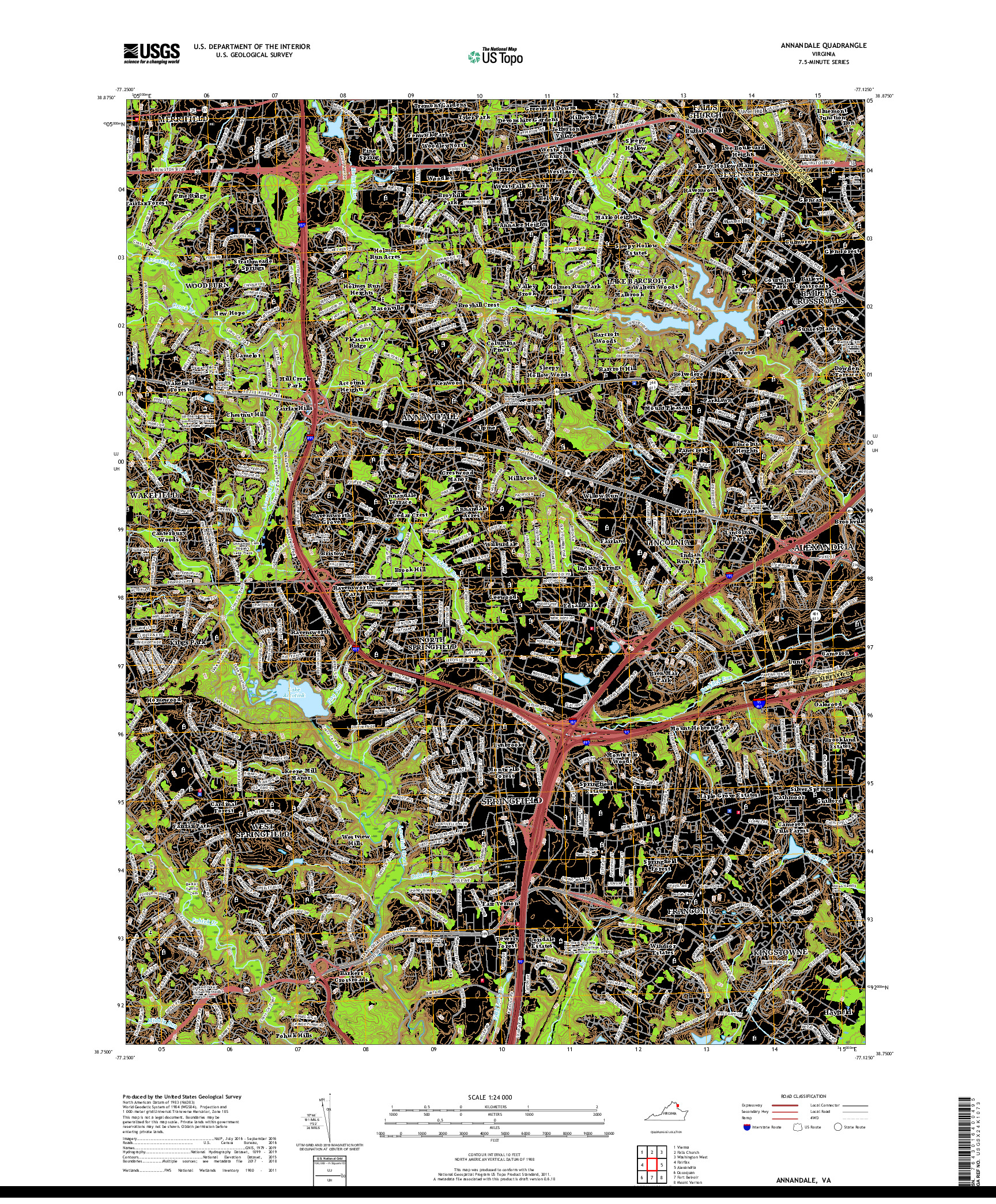 USGS US TOPO 7.5-MINUTE MAP FOR ANNANDALE, VA 2019