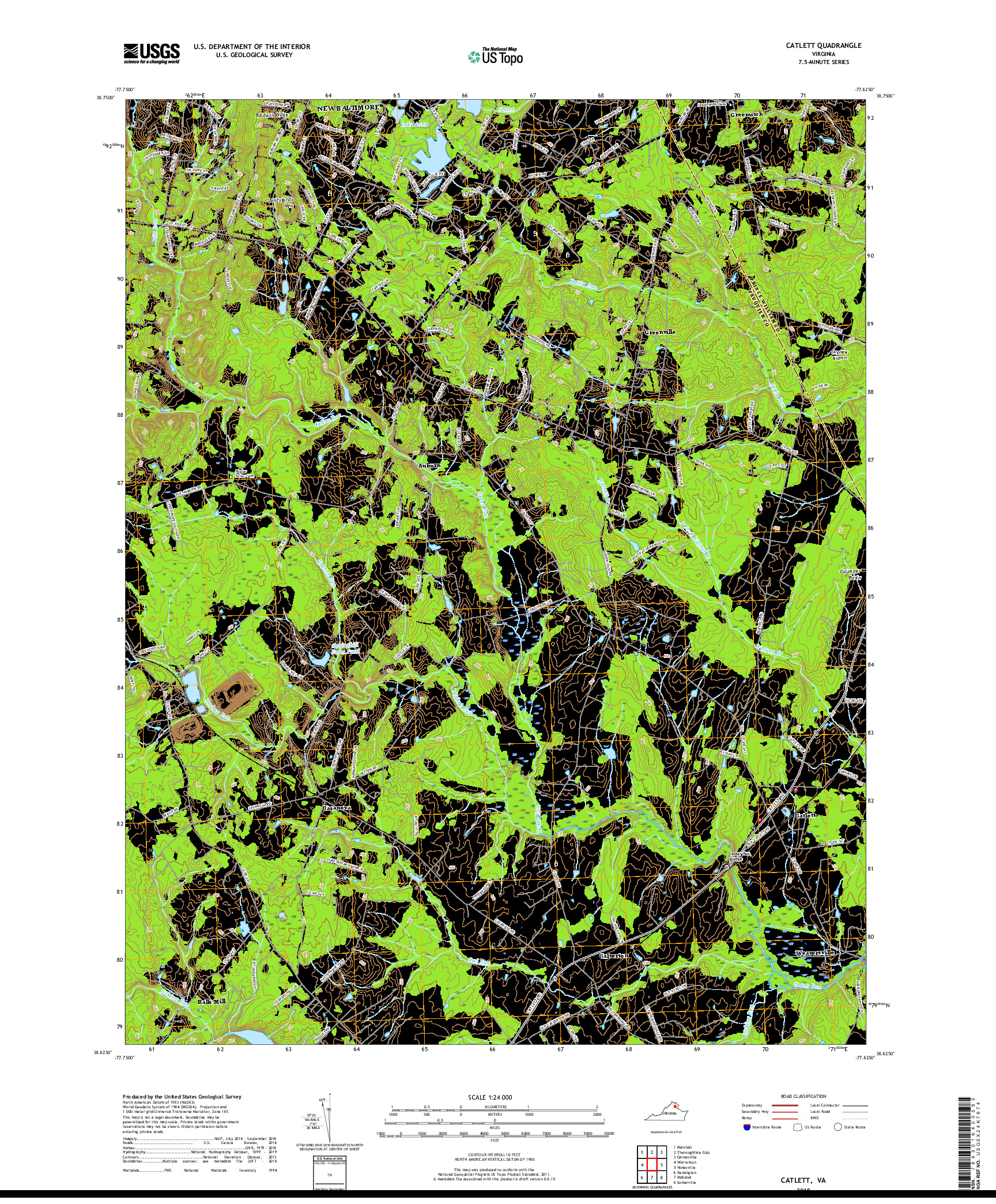 USGS US TOPO 7.5-MINUTE MAP FOR CATLETT, VA 2019