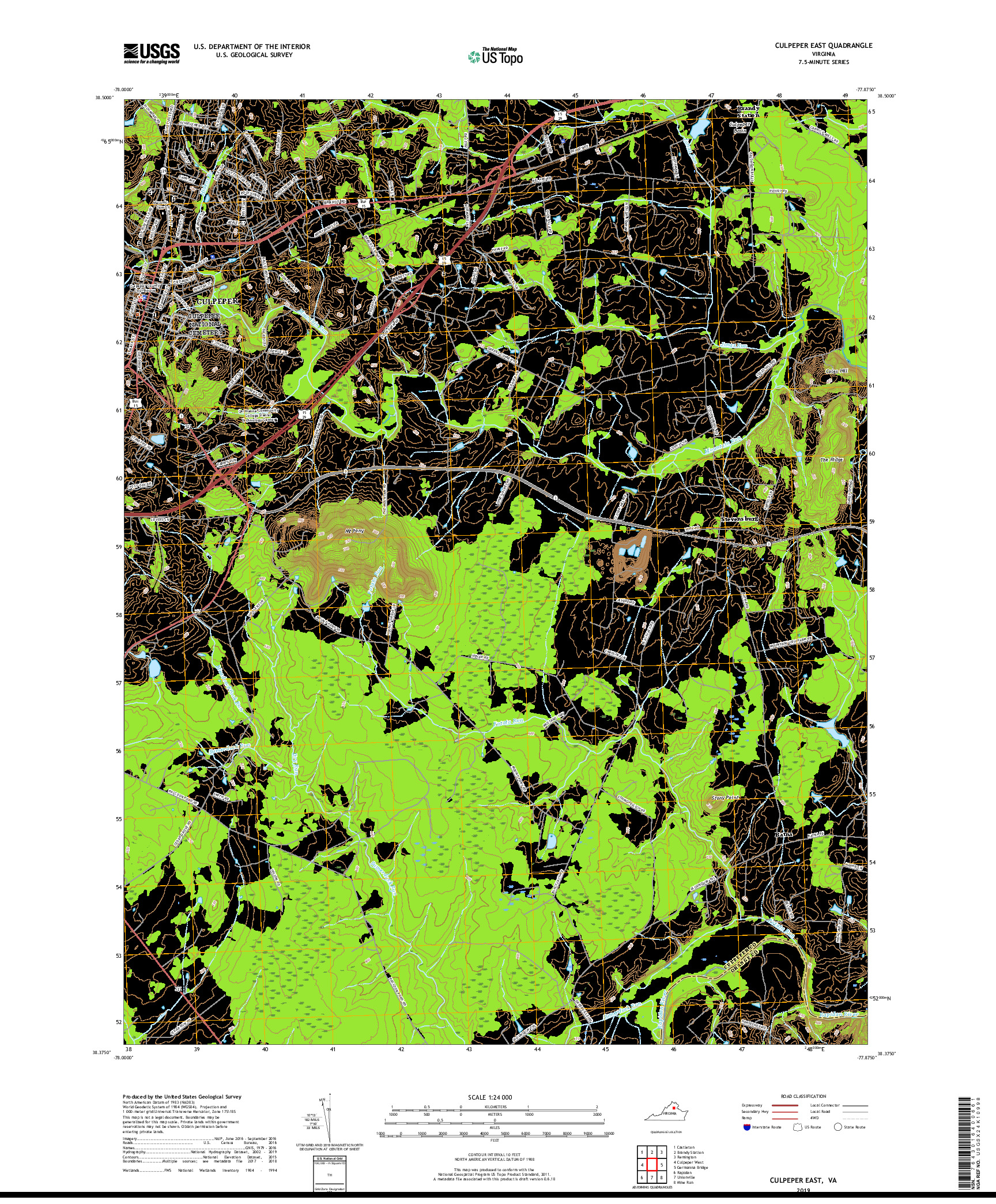 USGS US TOPO 7.5-MINUTE MAP FOR CULPEPER EAST, VA 2019