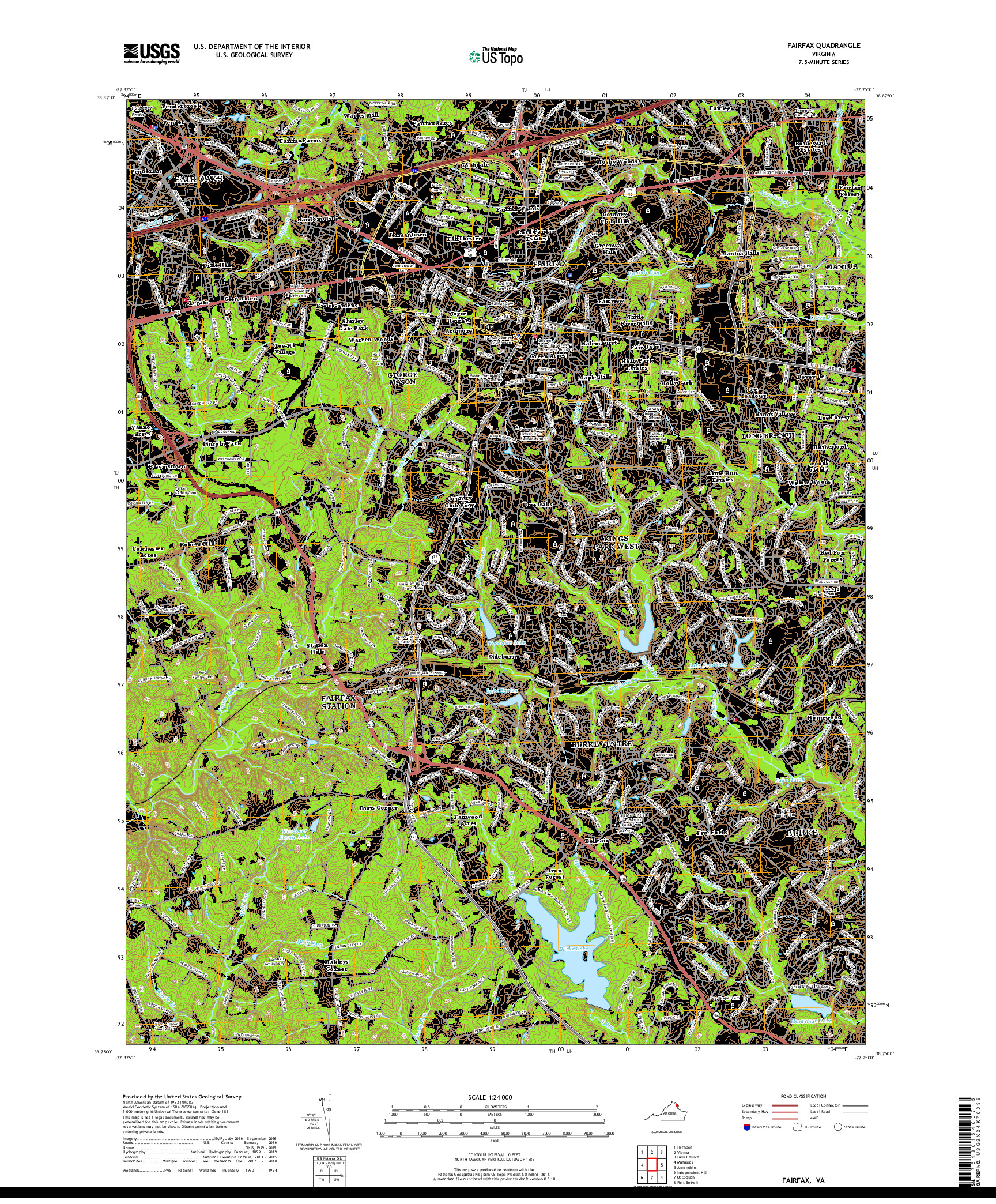 USGS US TOPO 7.5-MINUTE MAP FOR FAIRFAX, VA 2019