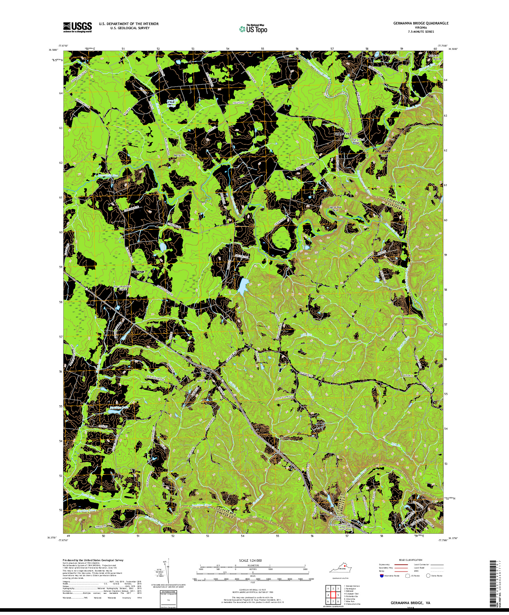 USGS US TOPO 7.5-MINUTE MAP FOR GERMANNA BRIDGE, VA 2019