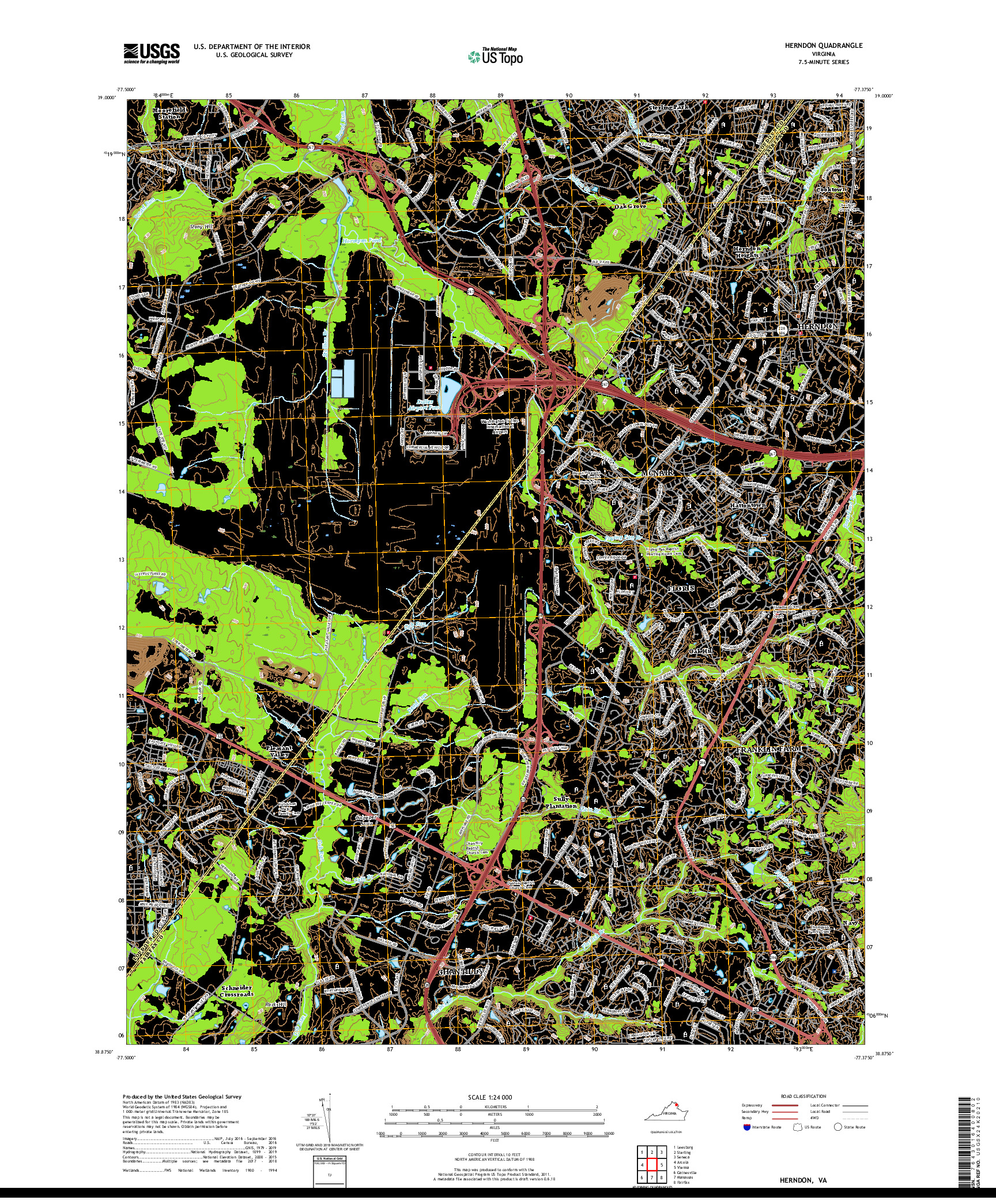 USGS US TOPO 7.5-MINUTE MAP FOR HERNDON, VA 2019