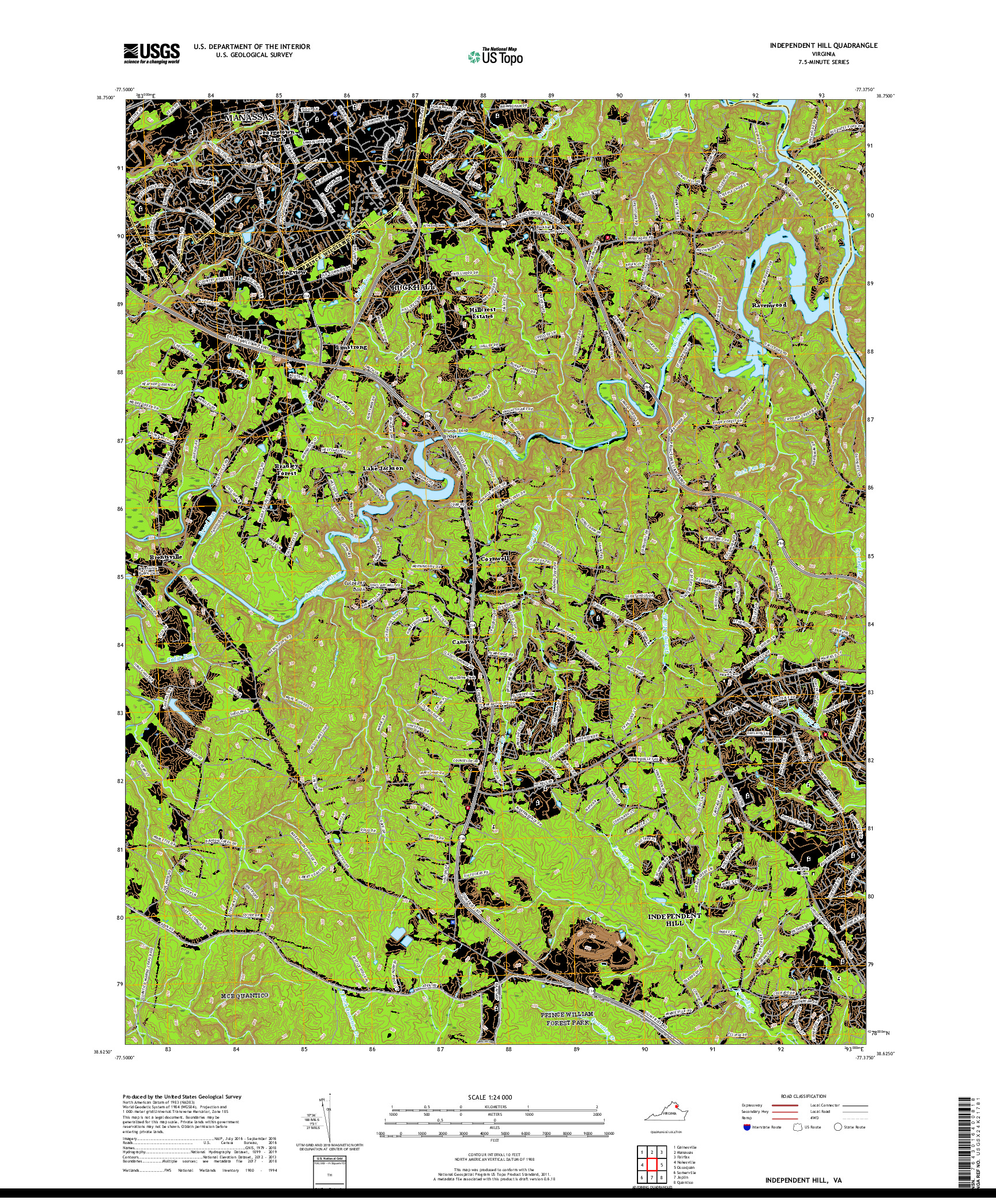 USGS US TOPO 7.5-MINUTE MAP FOR INDEPENDENT HILL, VA 2019