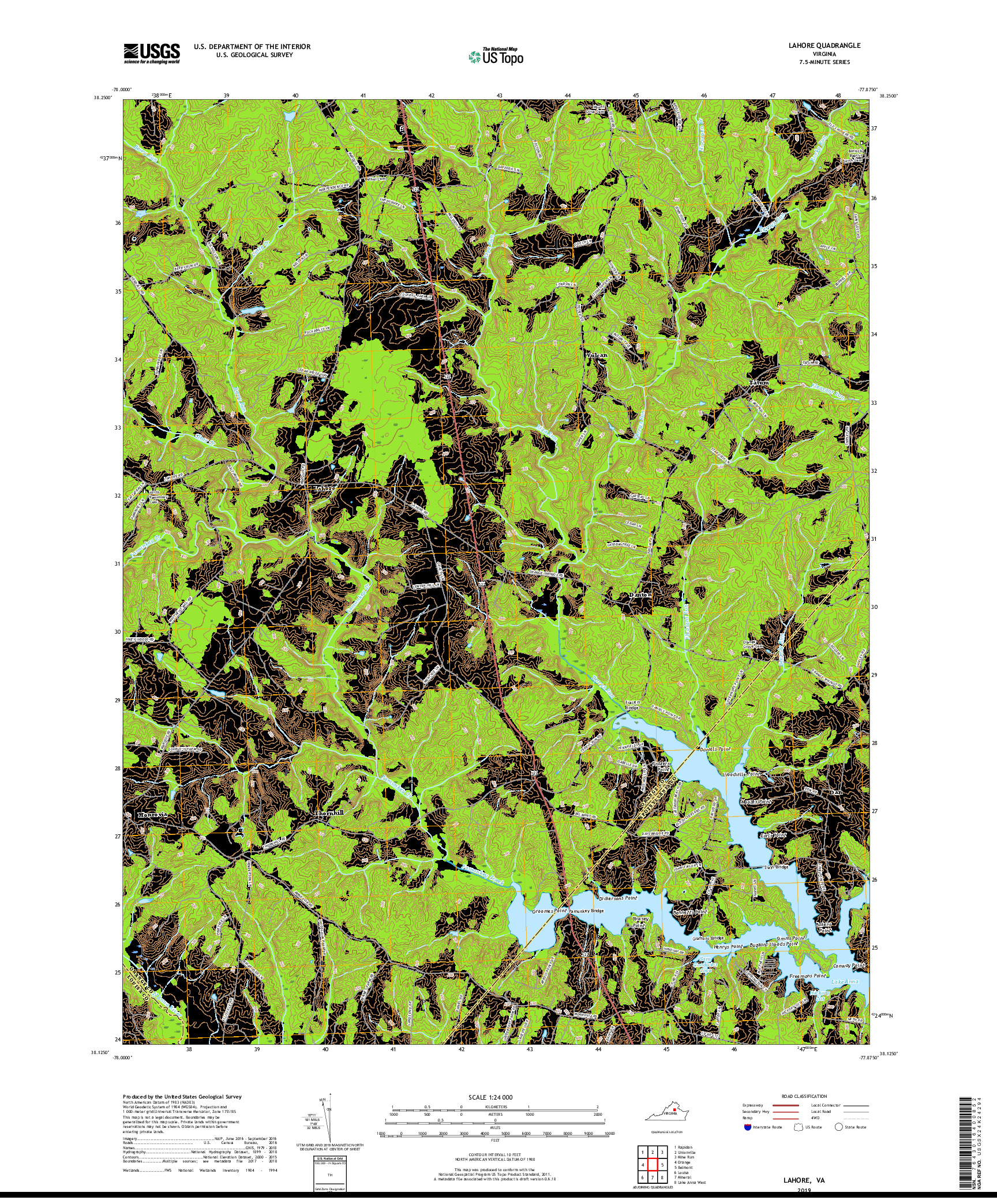USGS US TOPO 7.5-MINUTE MAP FOR LAHORE, VA 2019