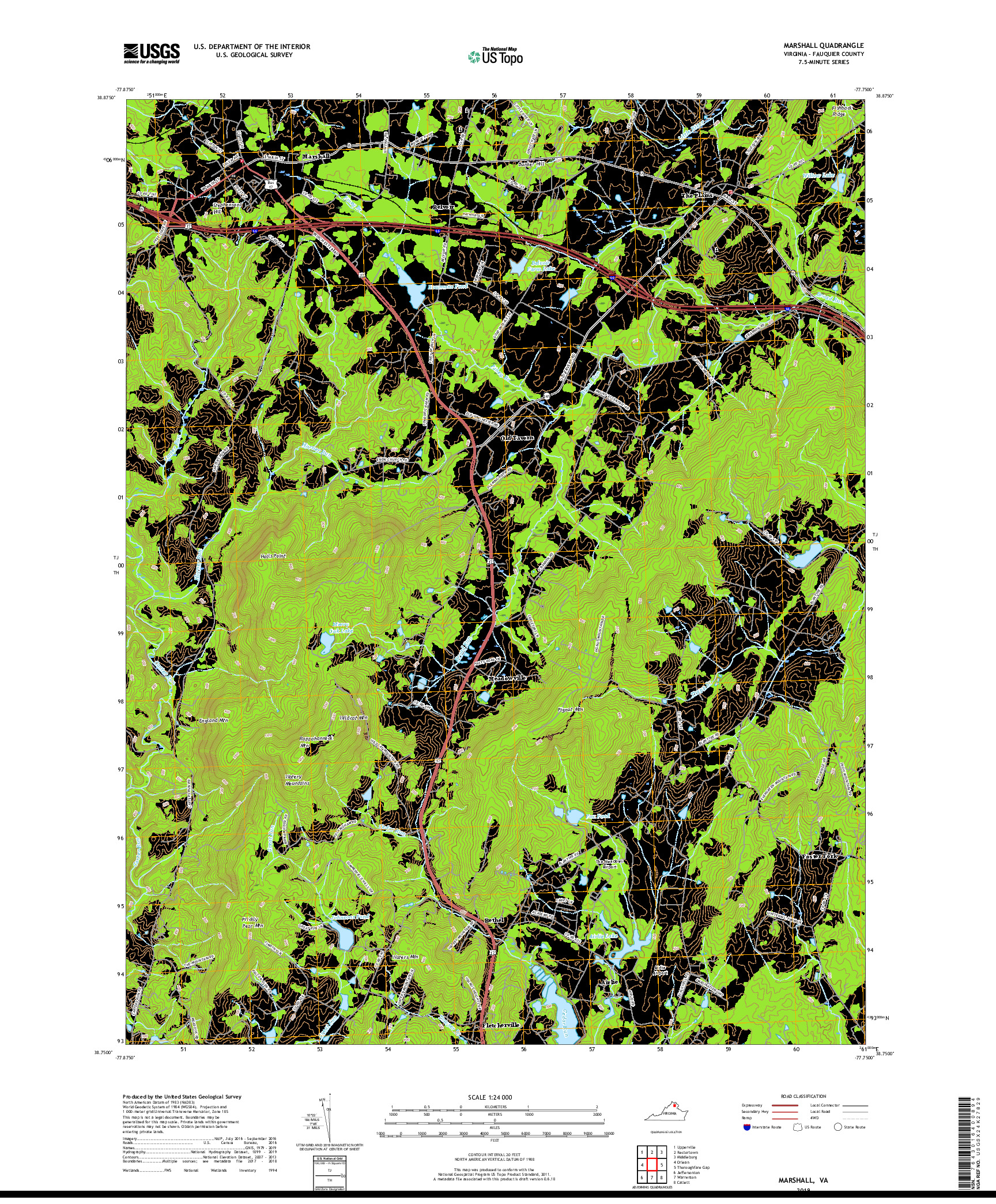 USGS US TOPO 7.5-MINUTE MAP FOR MARSHALL, VA 2019