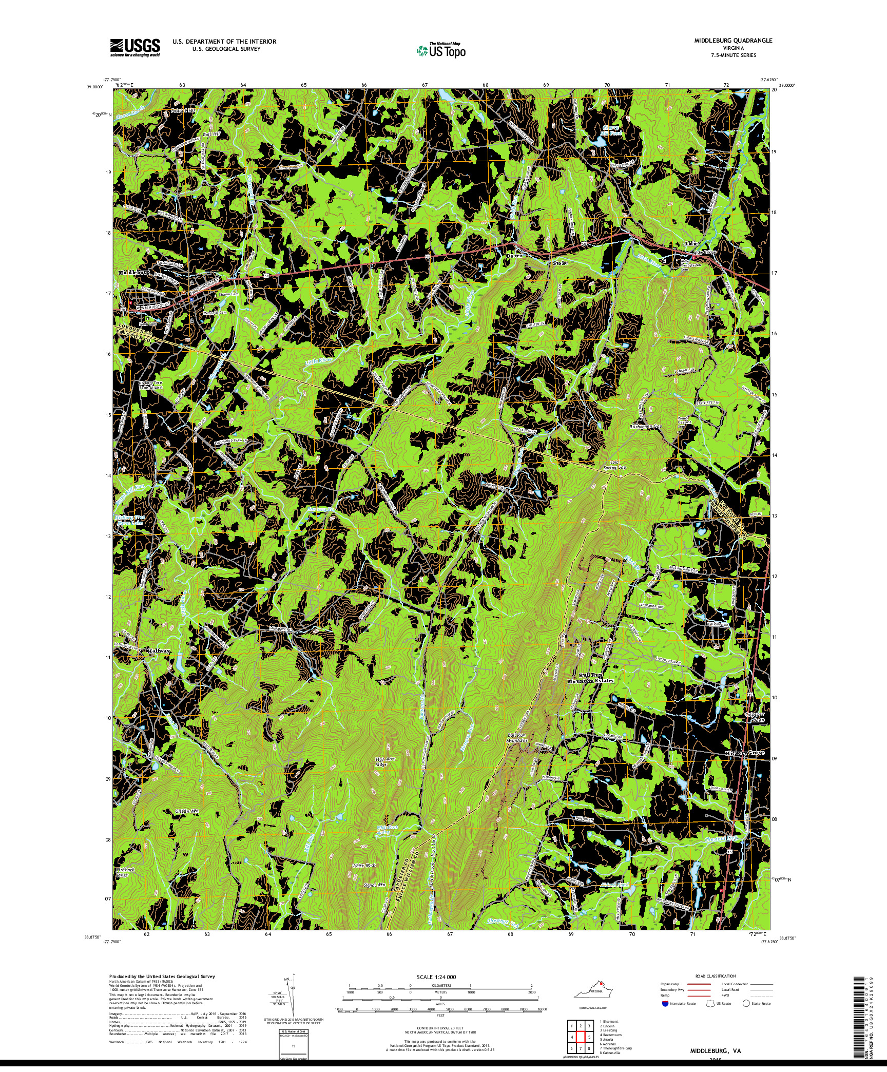 USGS US TOPO 7.5-MINUTE MAP FOR MIDDLEBURG, VA 2019