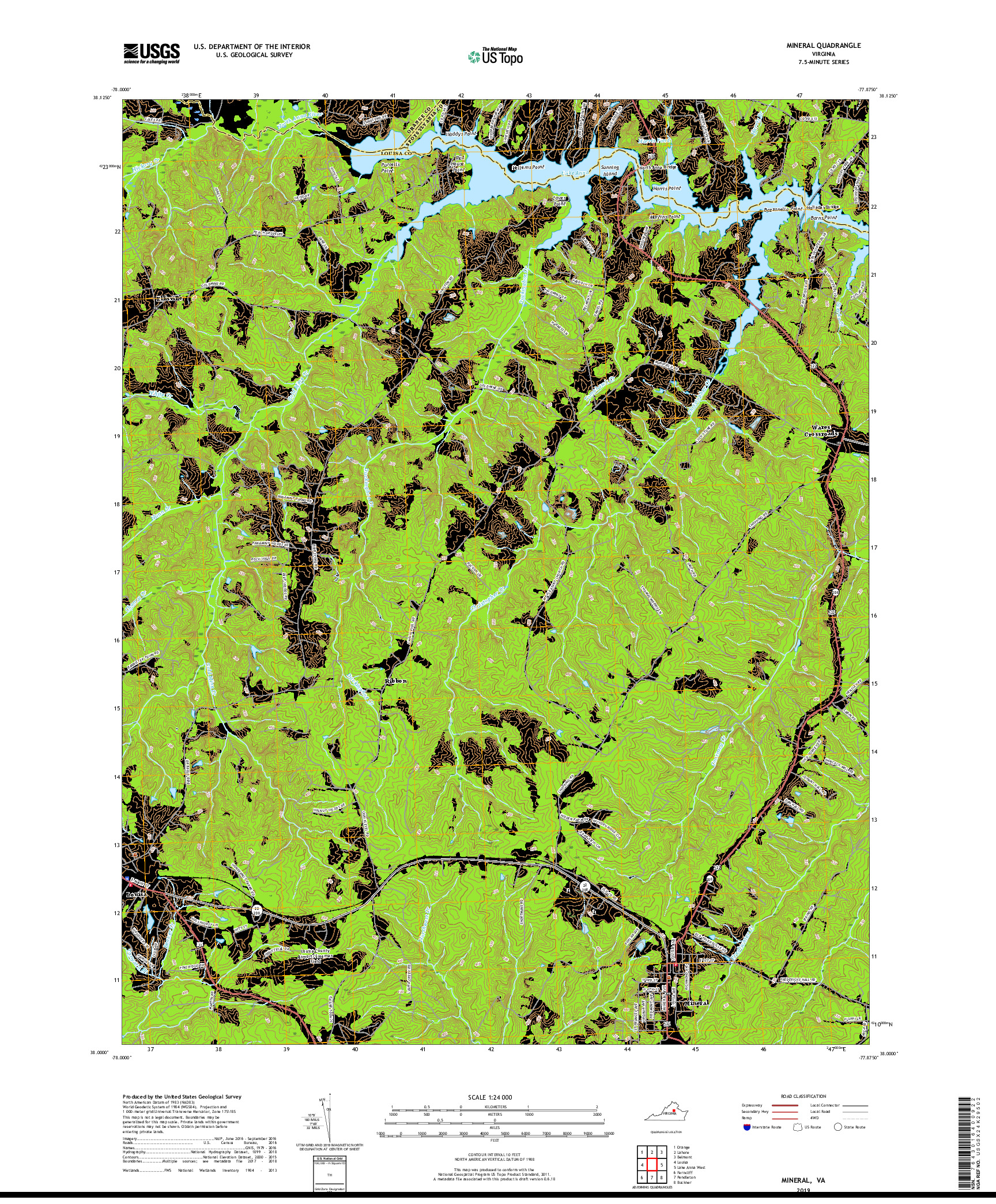 USGS US TOPO 7.5-MINUTE MAP FOR MINERAL, VA 2019